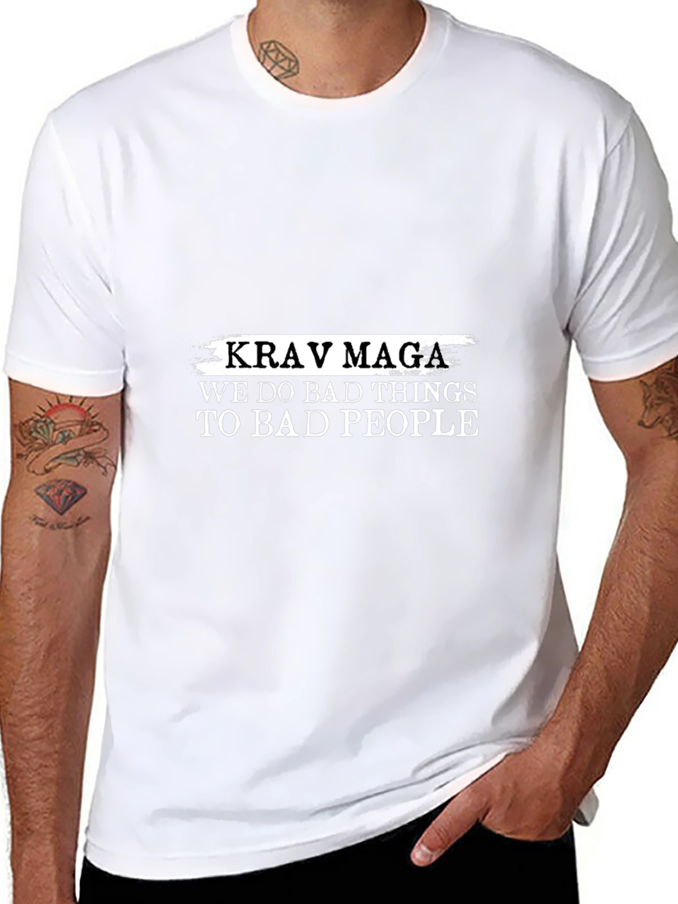 Krav Maga We Do Bad Things Black T-Shirt