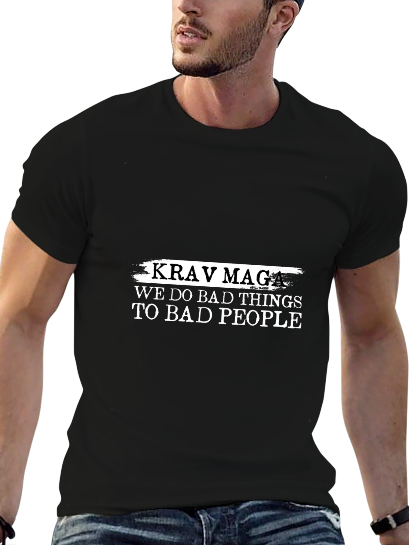 Krav Maga We Do Bad Things Black T-Shirt