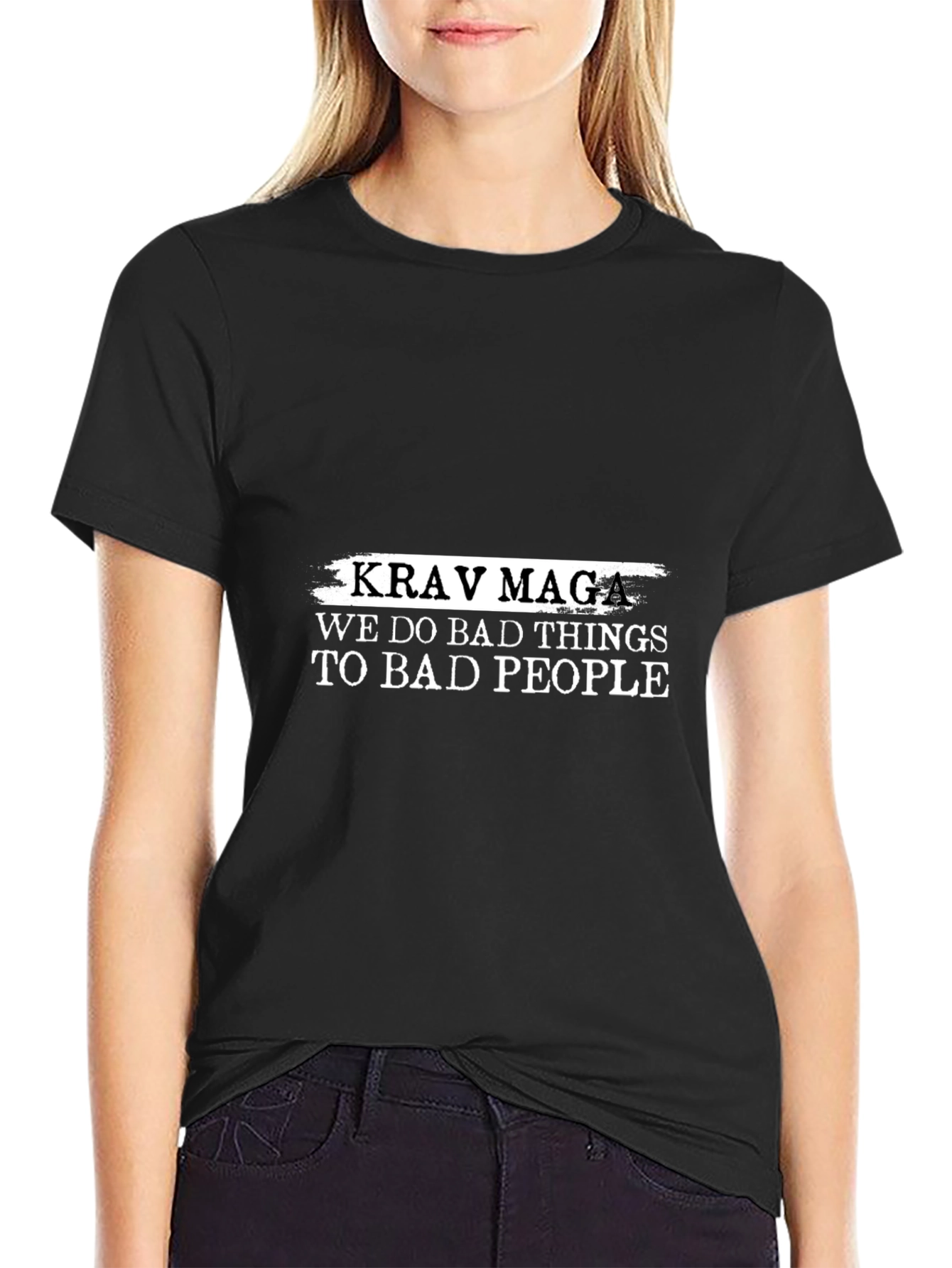Krav Maga We Do Bad Things Black T-Shirt