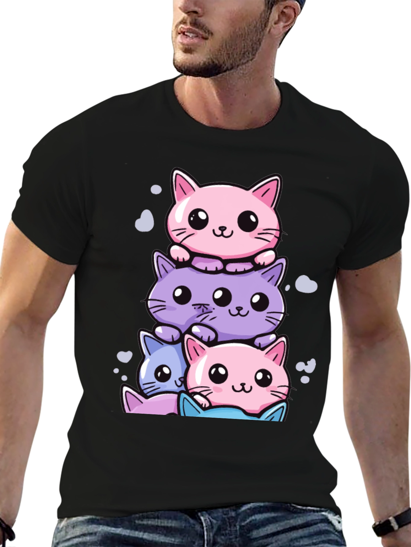 Cute Cats Stack T-Shirt - Kawaii Style