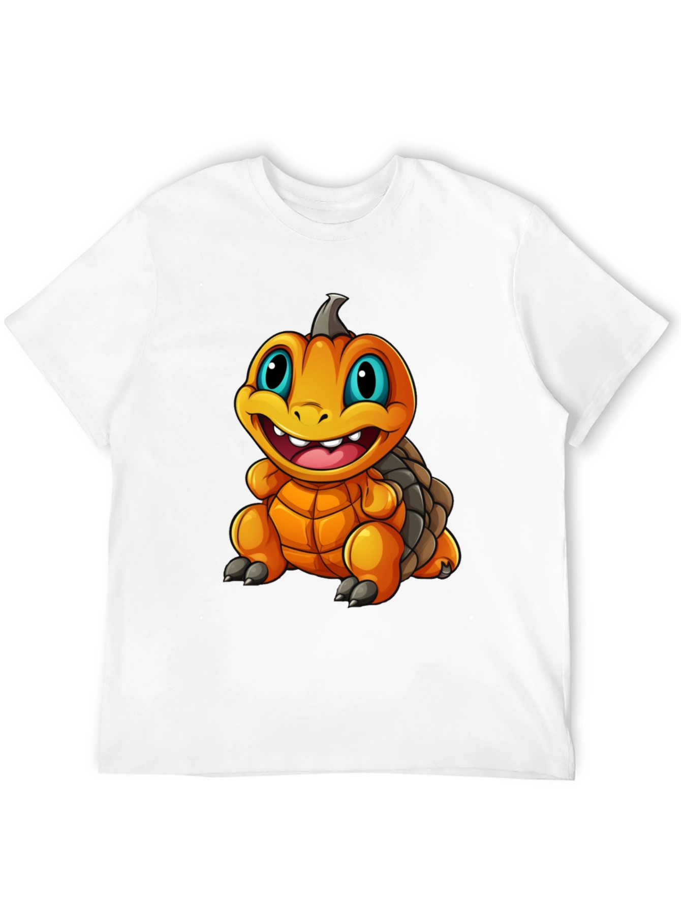 Pumpkin Turtle Graphic Tee - Black Cotton Blend