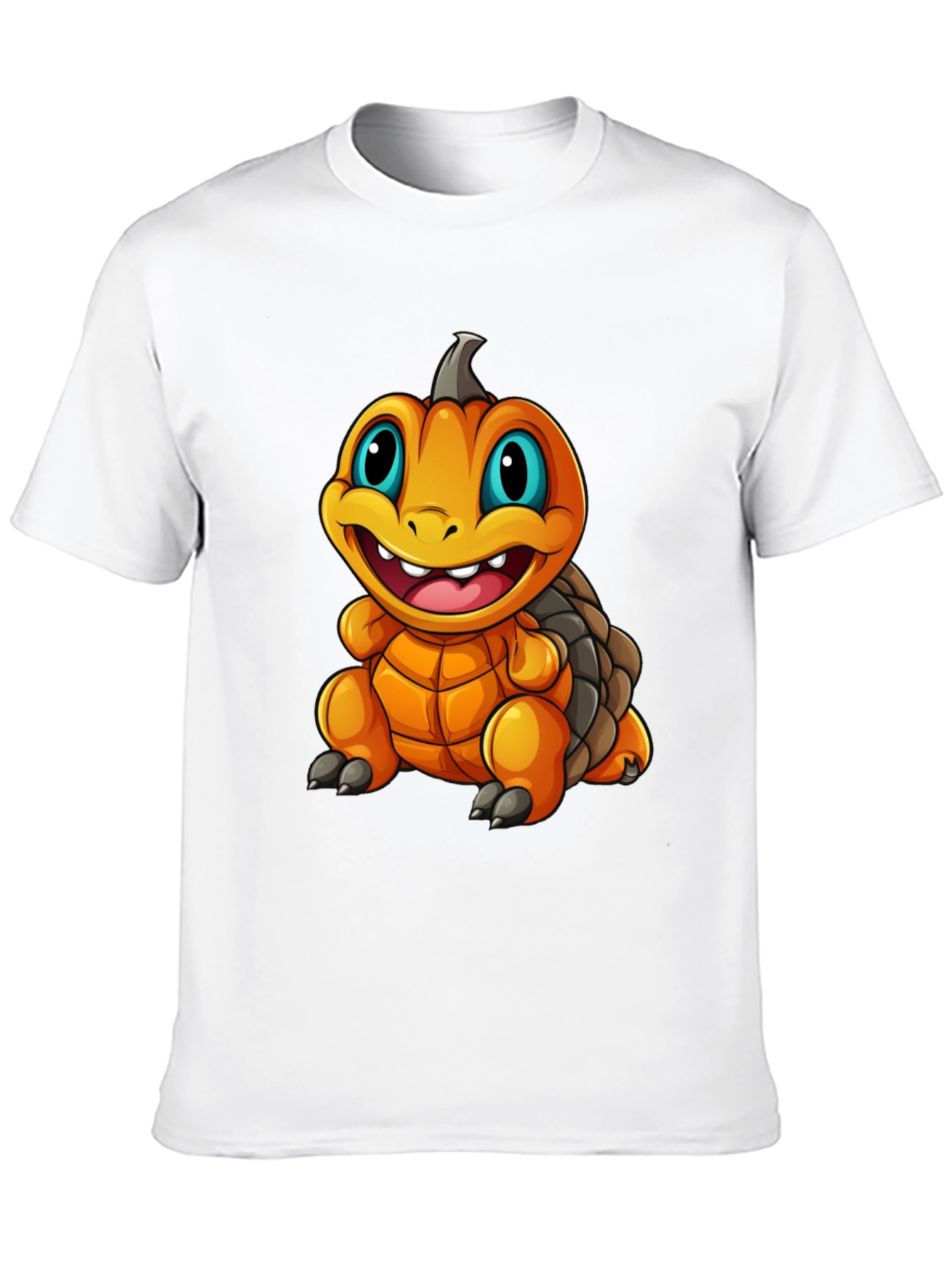 Pumpkin Turtle Graphic Tee - Black Cotton Blend