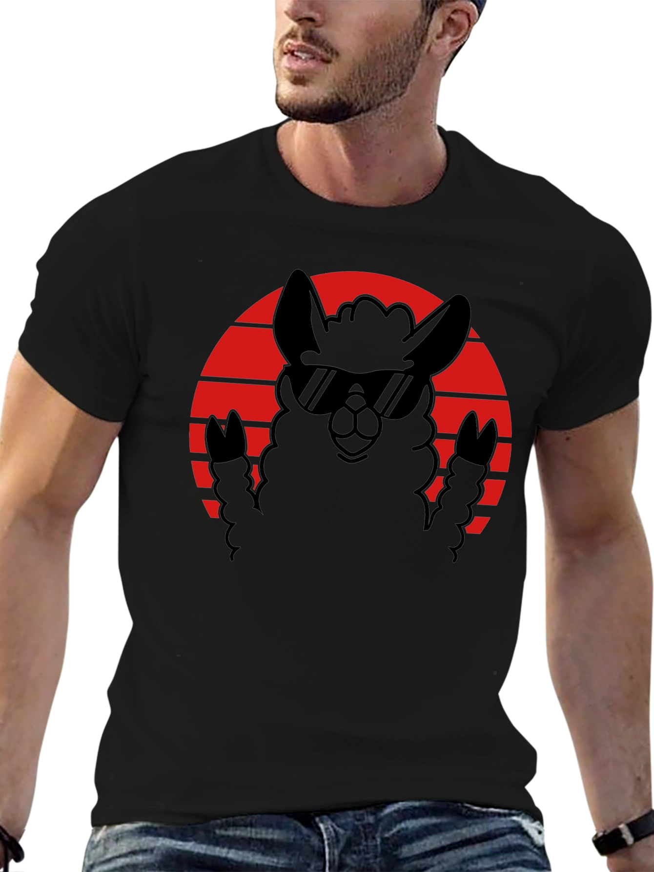 Cool Llama Sunset T-Shirt - Black Graphic Tee
