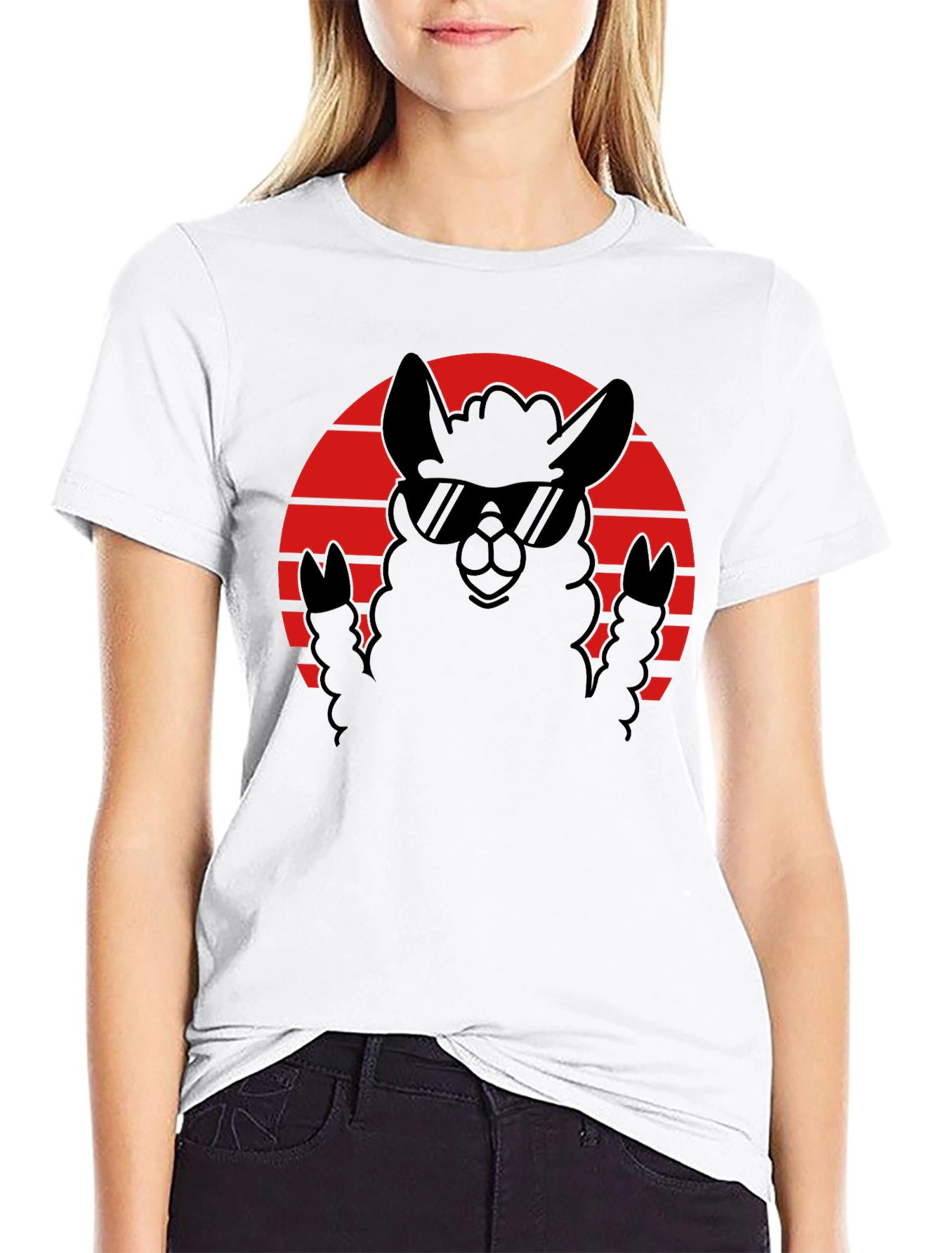 Cool Llama Sunset T-Shirt - Black Graphic Tee