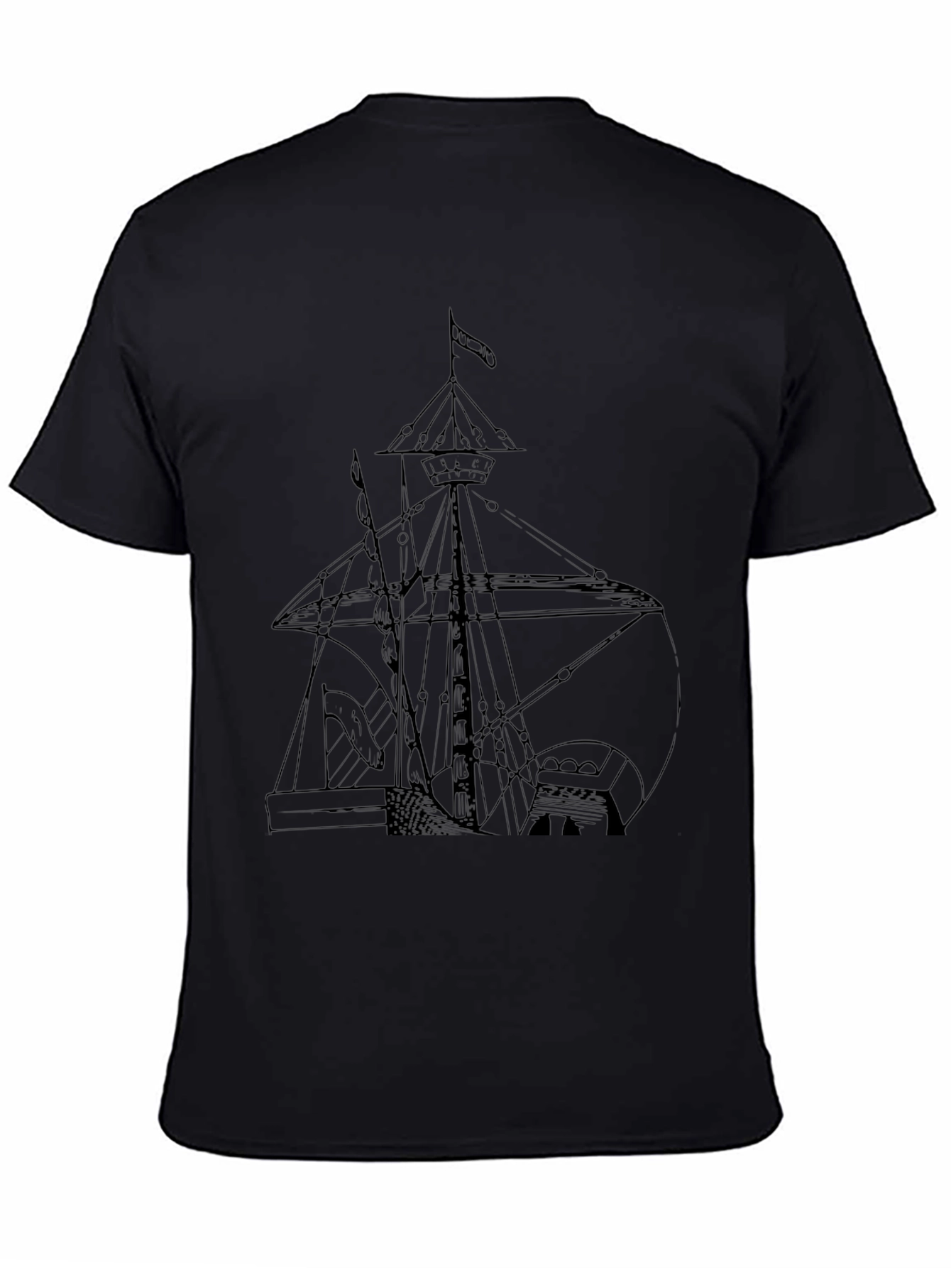 Nautical Ship Graphic Tee - Black