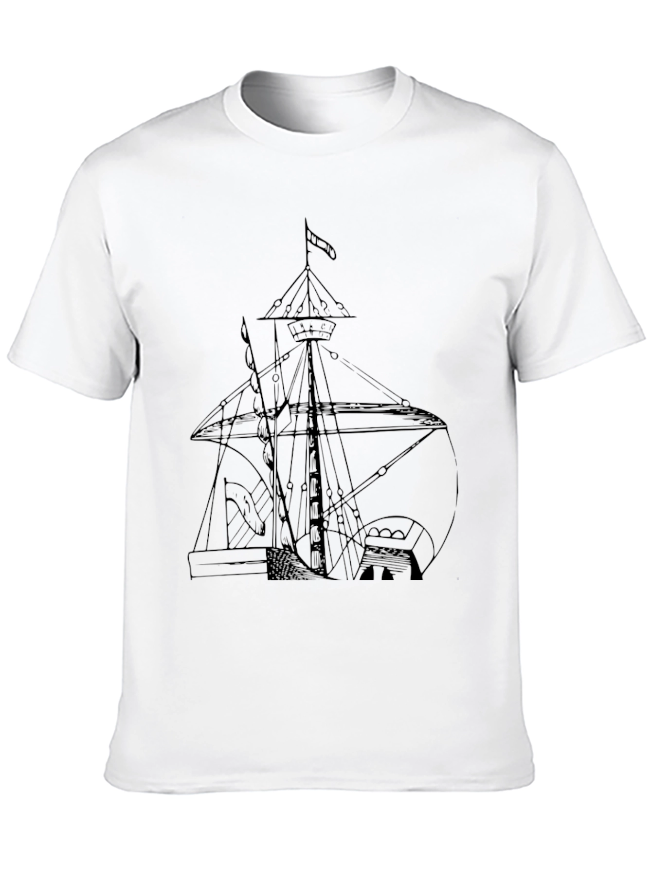 Nautical Ship Graphic Tee - Black