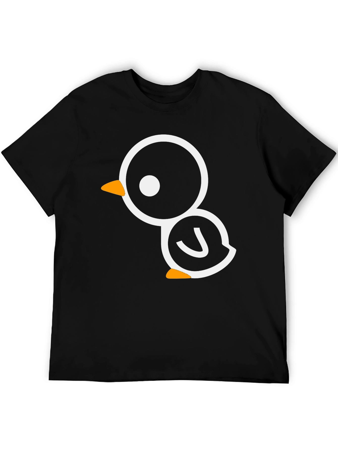 Cute Cartoon Bird Graphic Black Tee