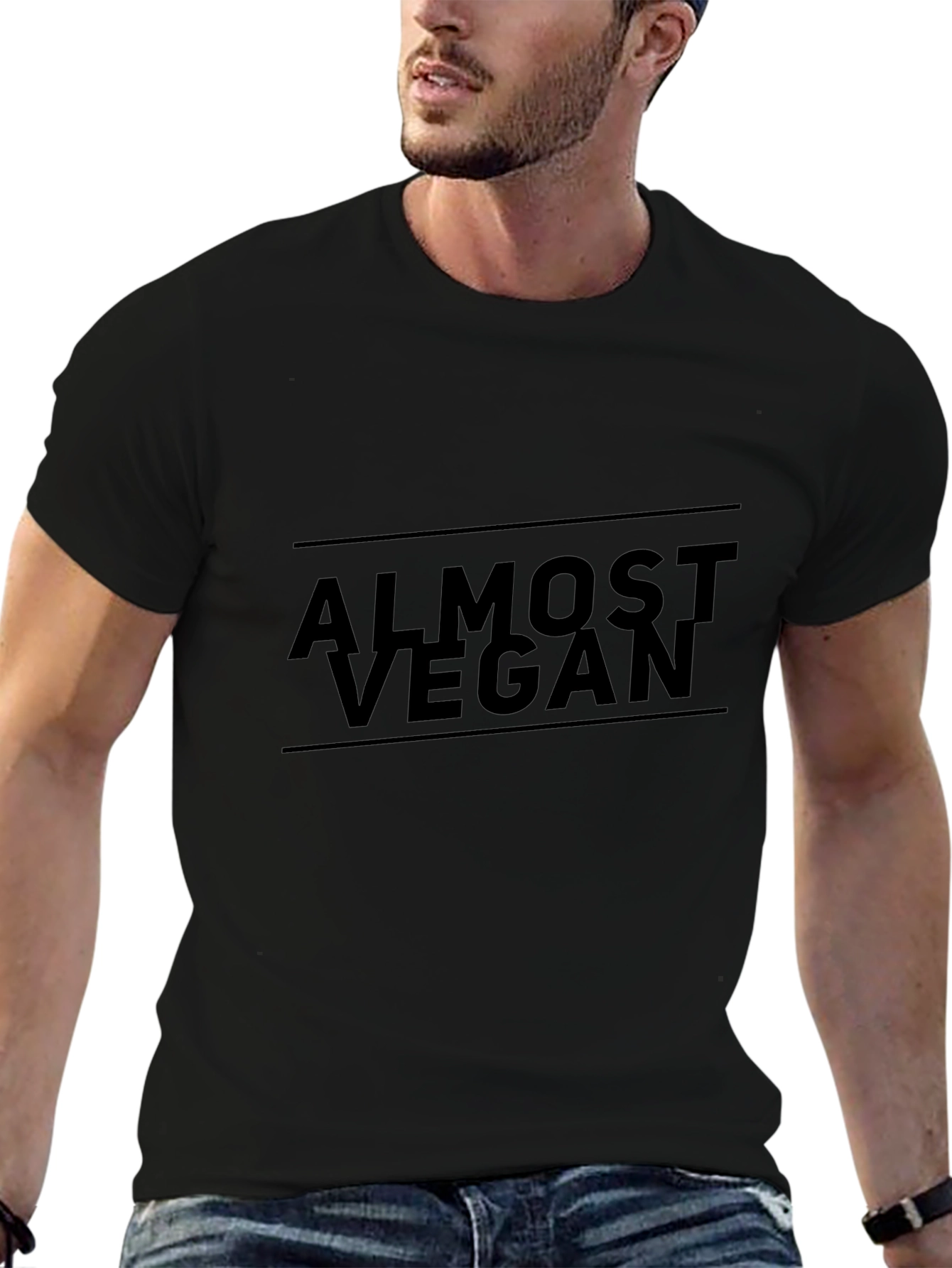Almost Vegan Graphic Tee - Black Crew Neck