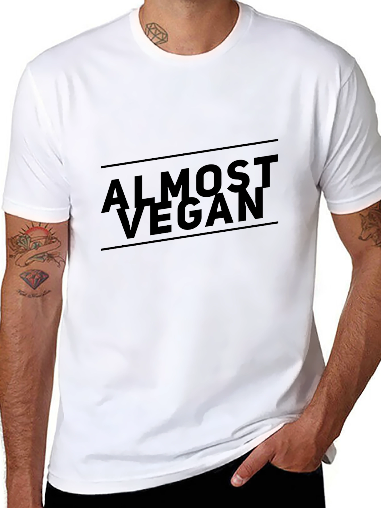 Almost Vegan Graphic Tee - Black Crew Neck