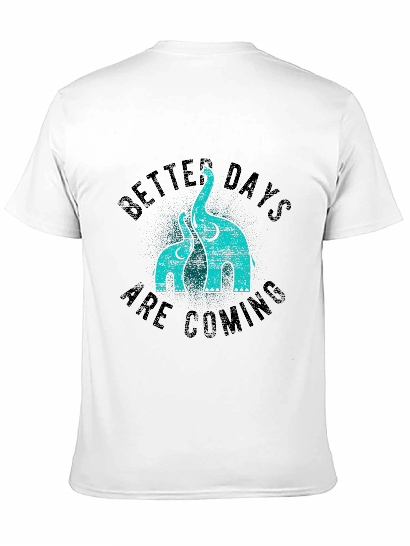 Better Days Elephant Print Black T-Shirt