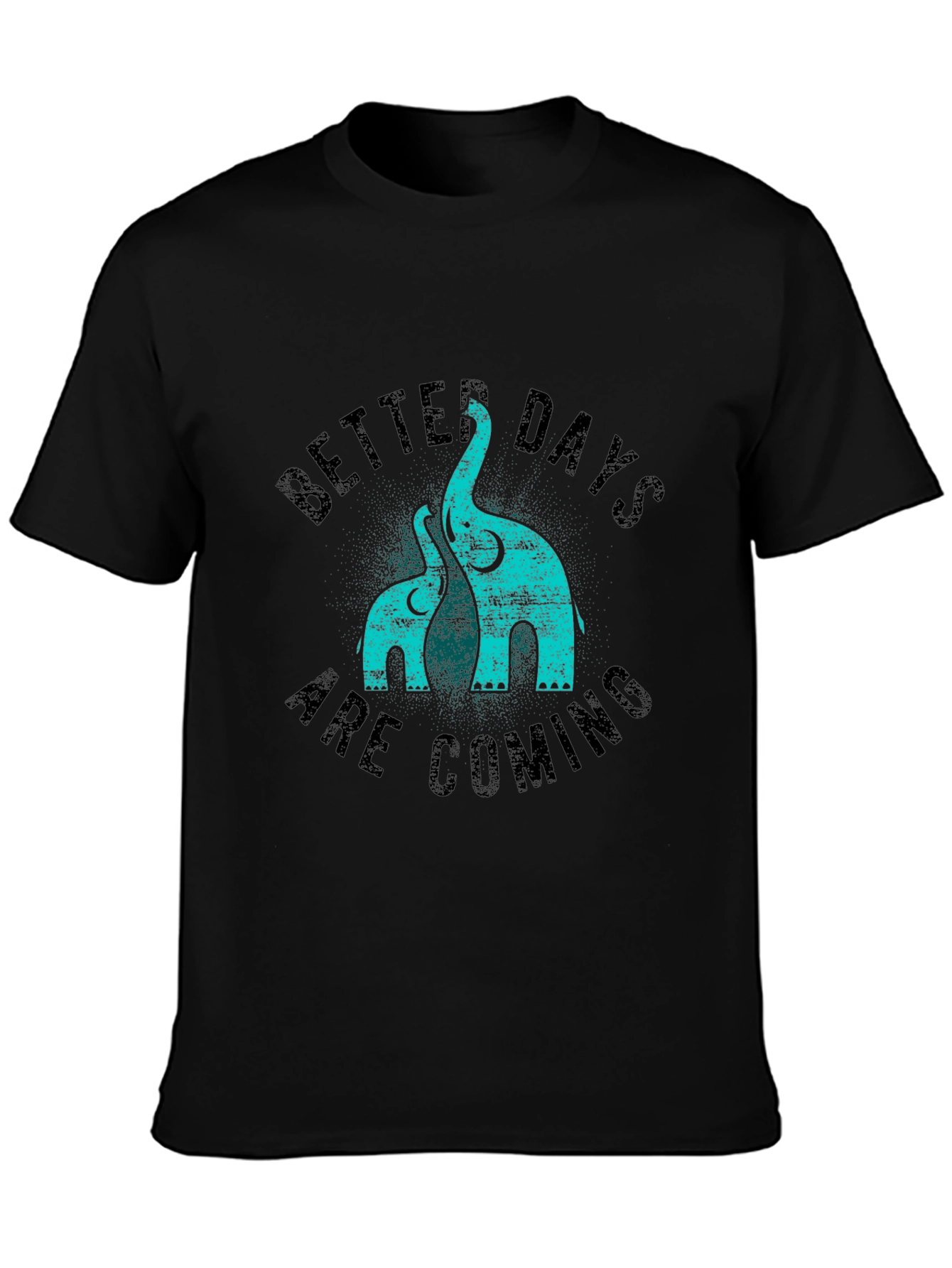 Better Days Elephant Print Black T-Shirt
