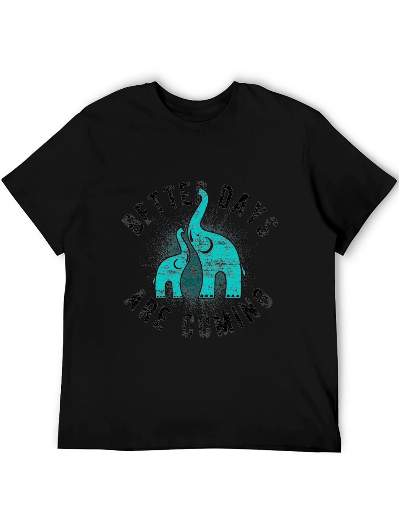 Better Days Elephant Print Black T-Shirt