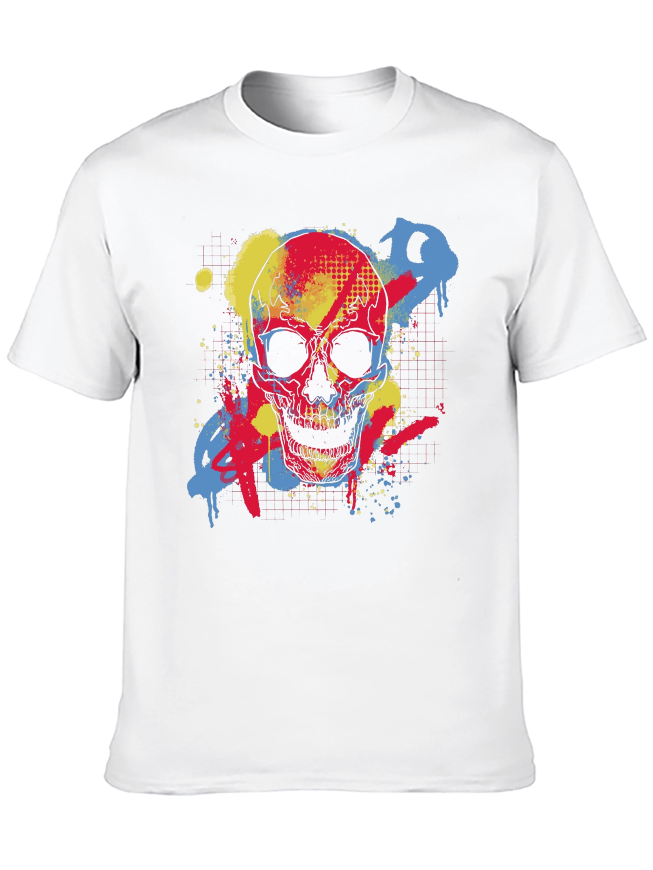 Skull Graffiti Graphic Tee - Black Cotton T-Shirt