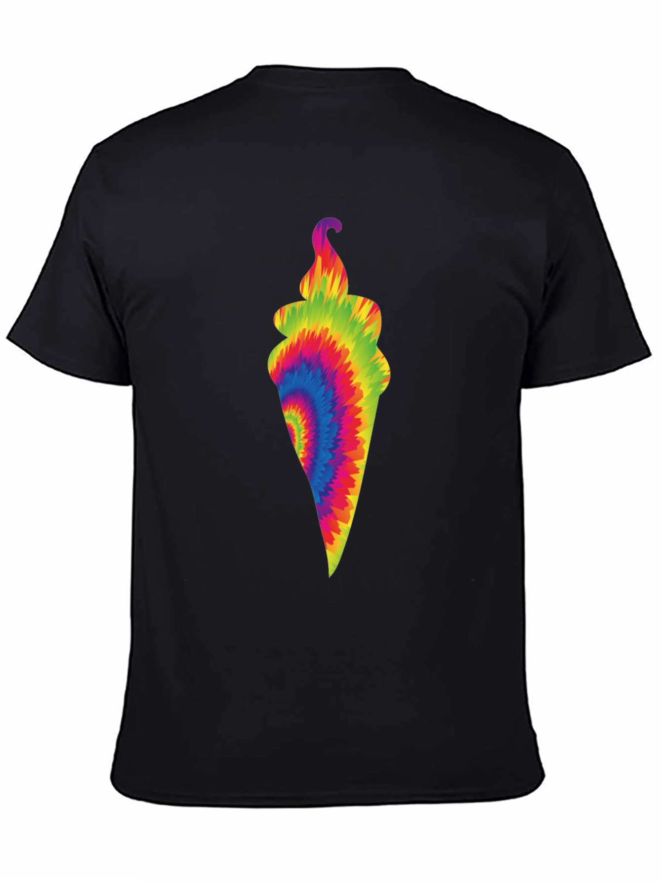 Tie-Dye Ice Cream Cone Black T-Shirt