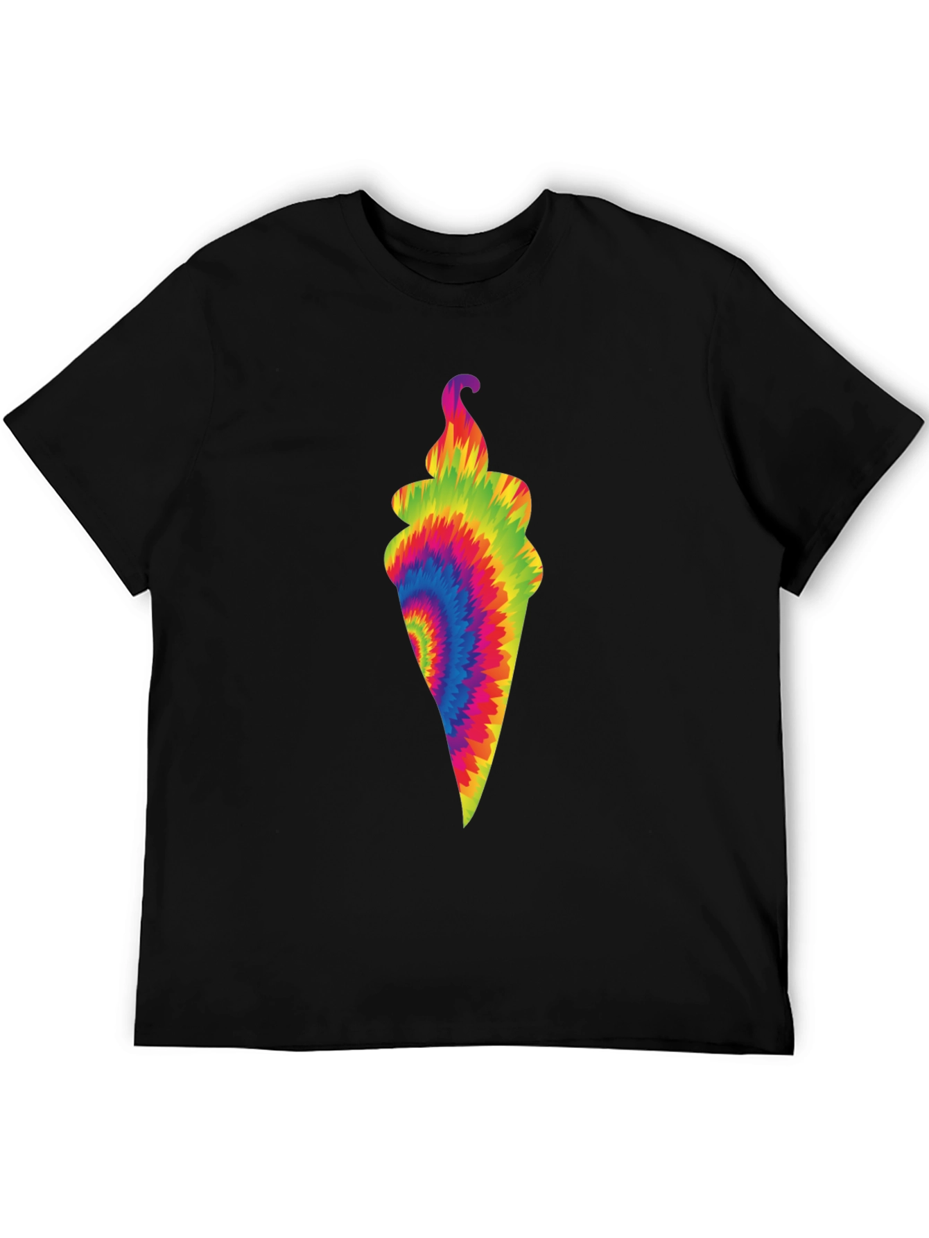 Tie-Dye Ice Cream Cone Black T-Shirt