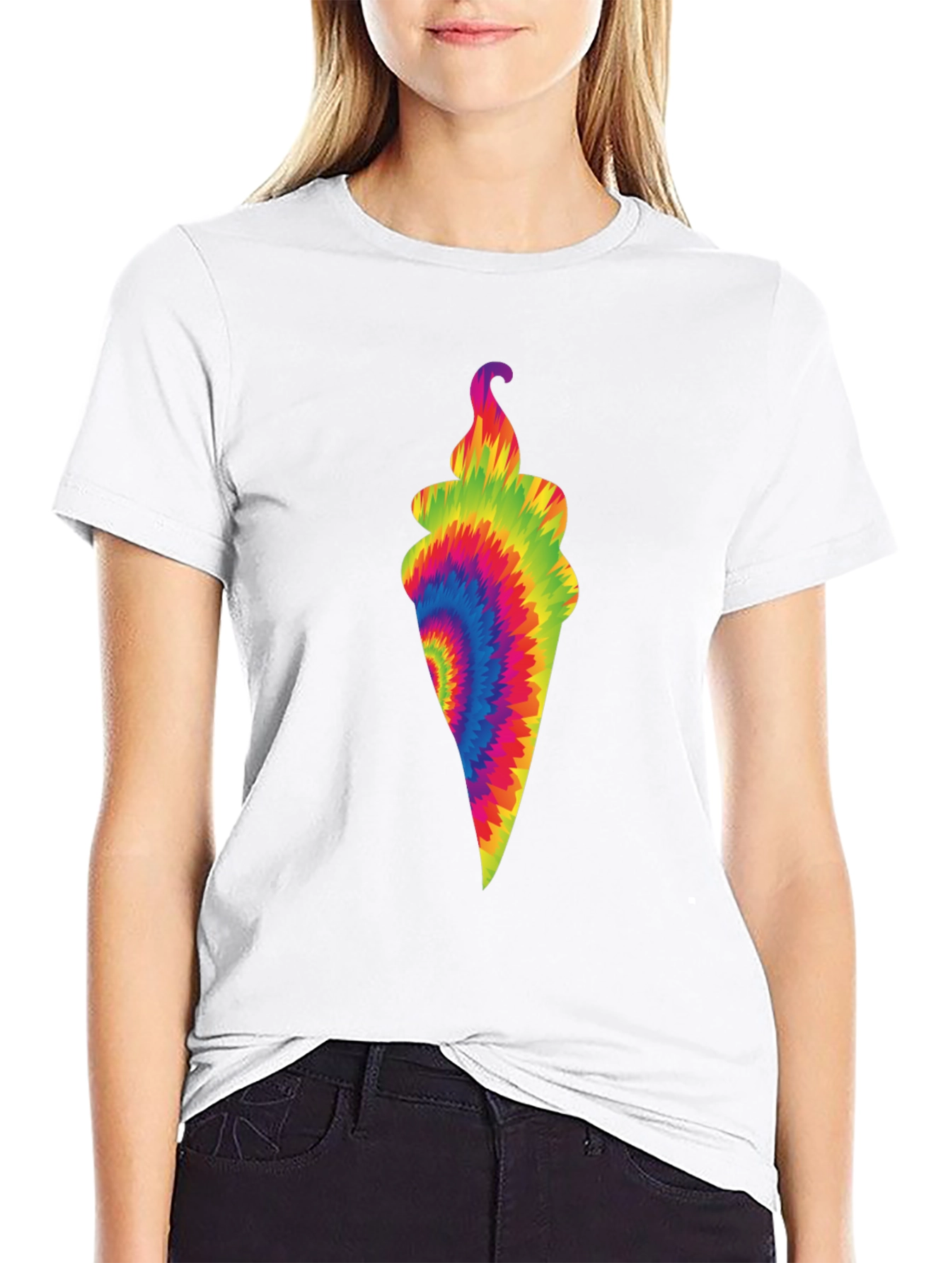 Tie-Dye Ice Cream Cone Black T-Shirt