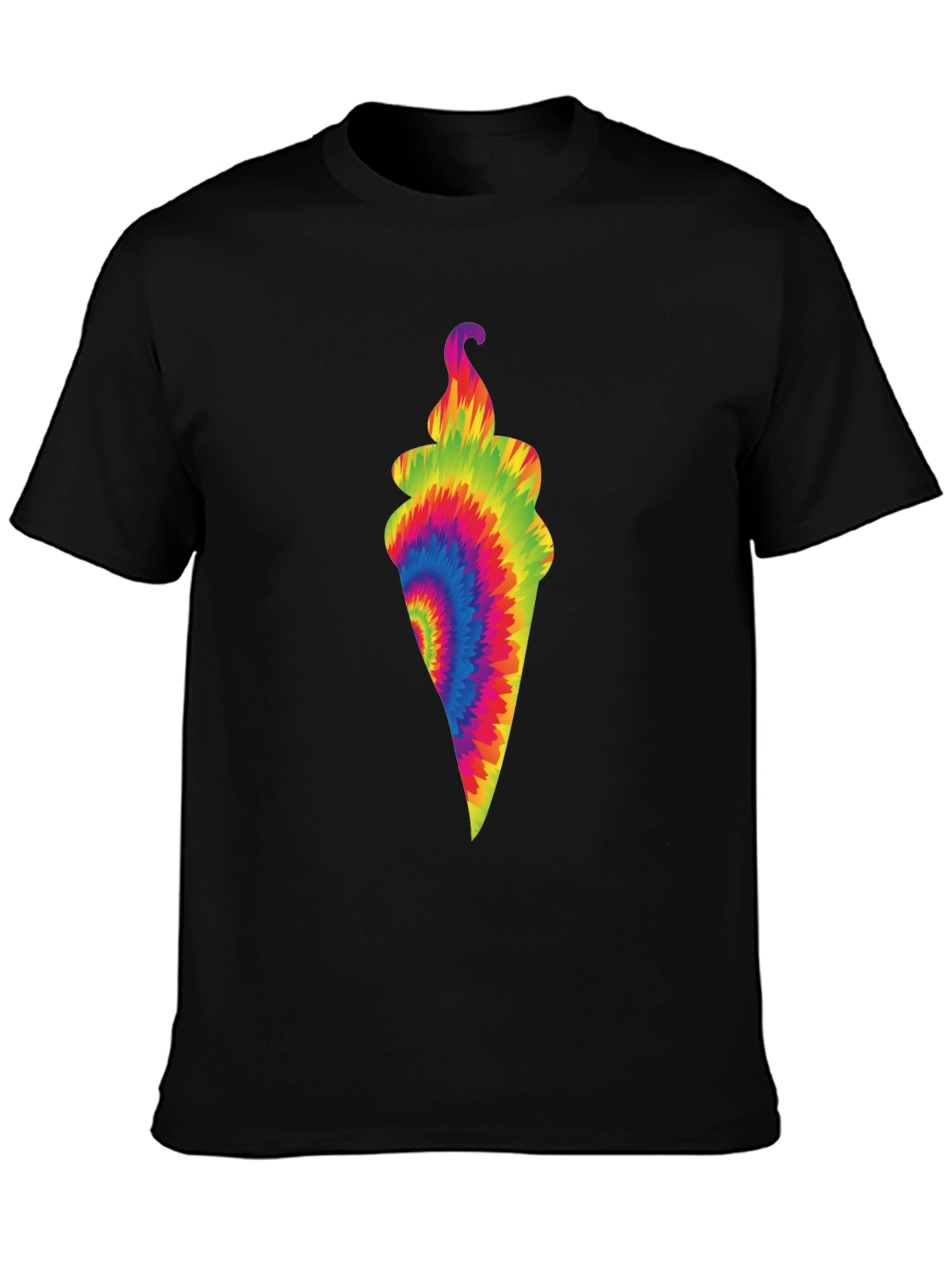 Tie-Dye Ice Cream Cone Black T-Shirt