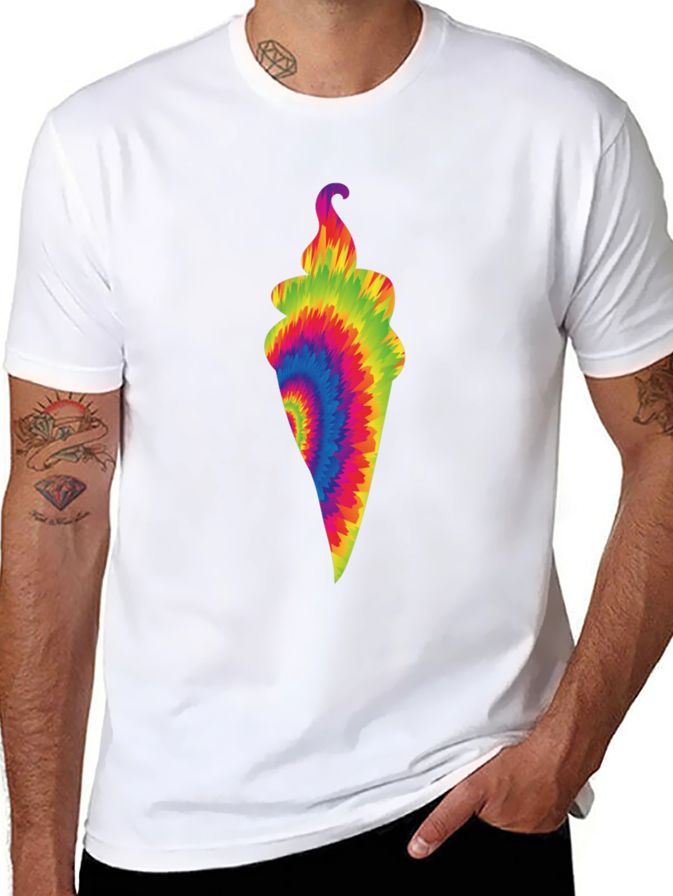 Tie-Dye Ice Cream Cone Black T-Shirt