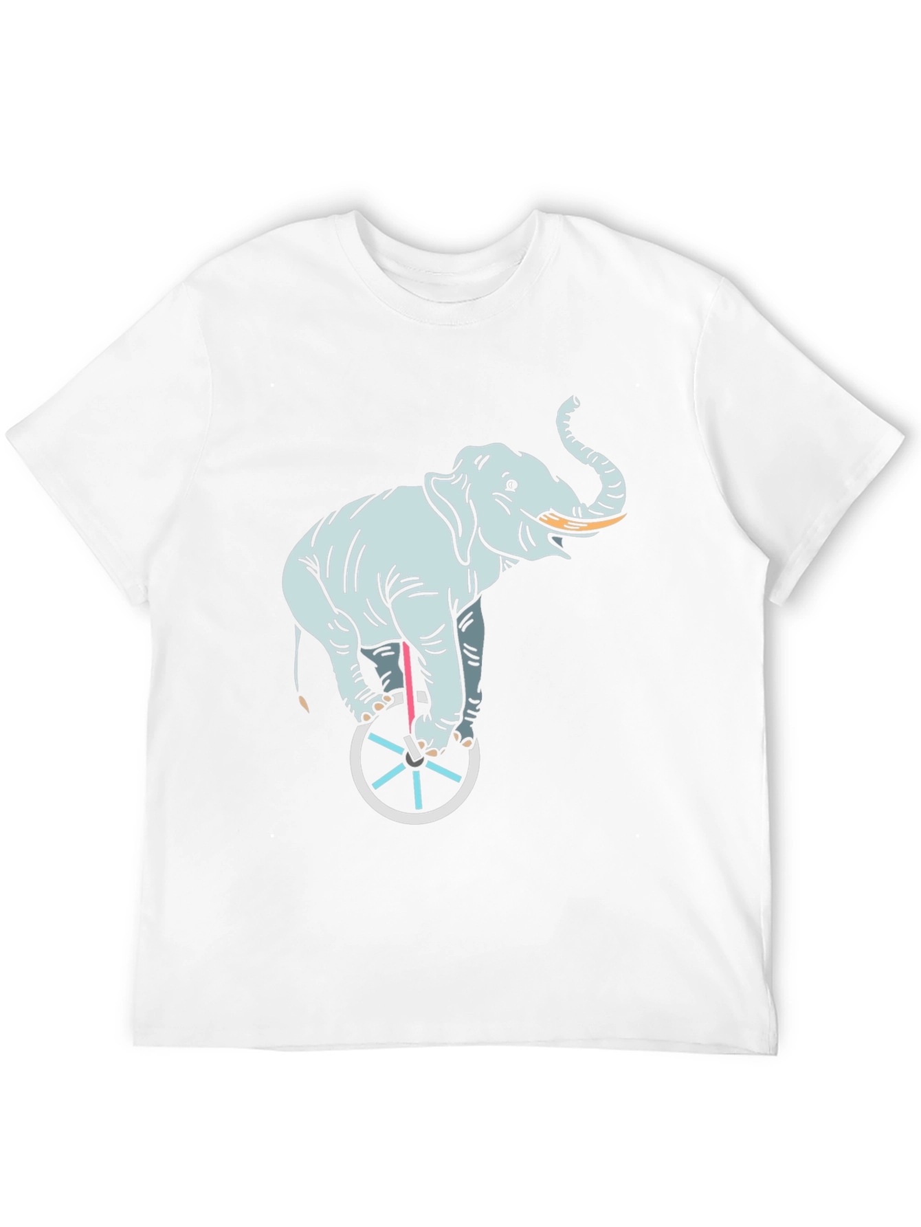 Elephant on Unicycle Graphic Tee - Black Cotton