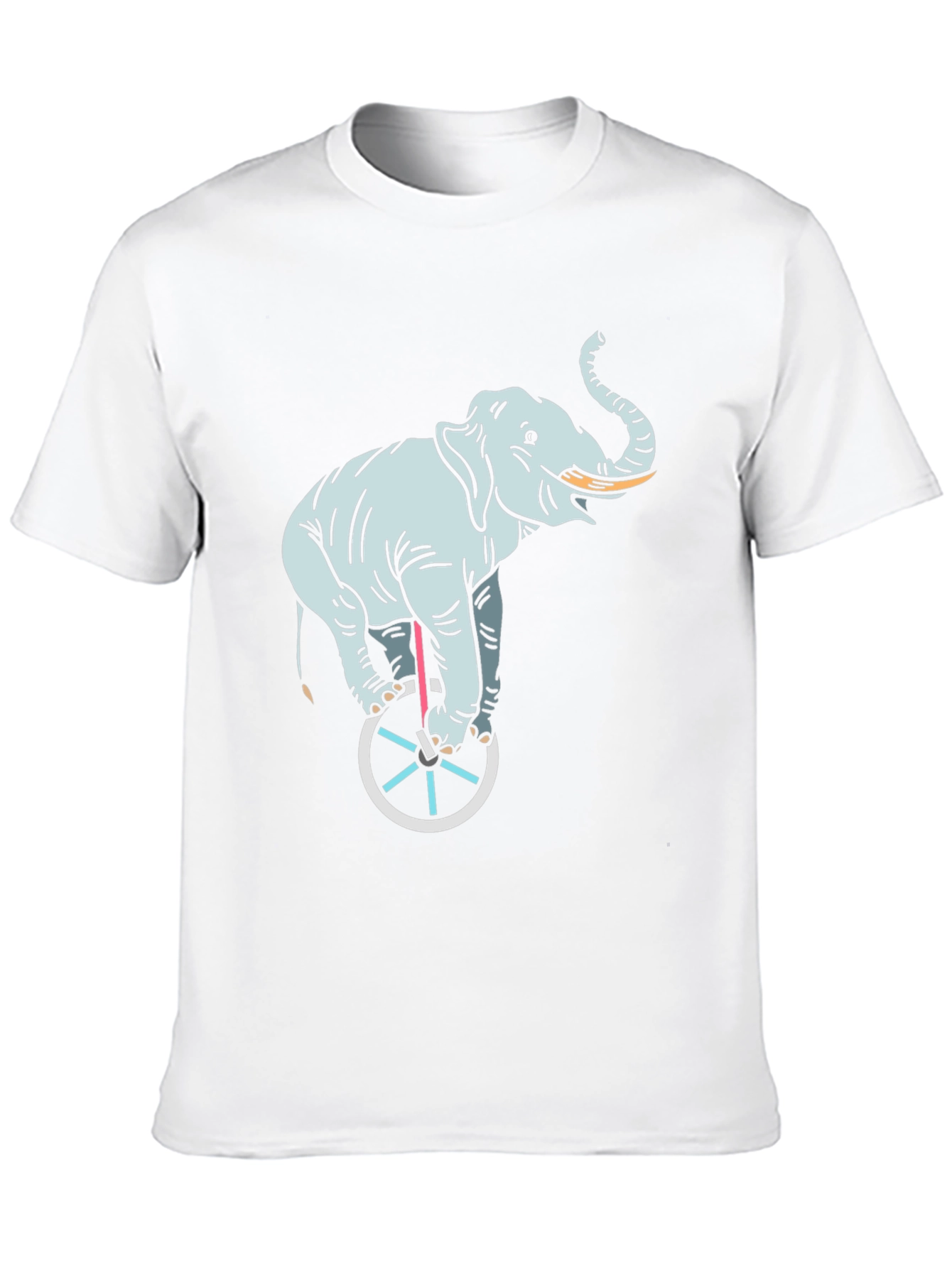 Elephant on Unicycle Graphic Tee - Black Cotton