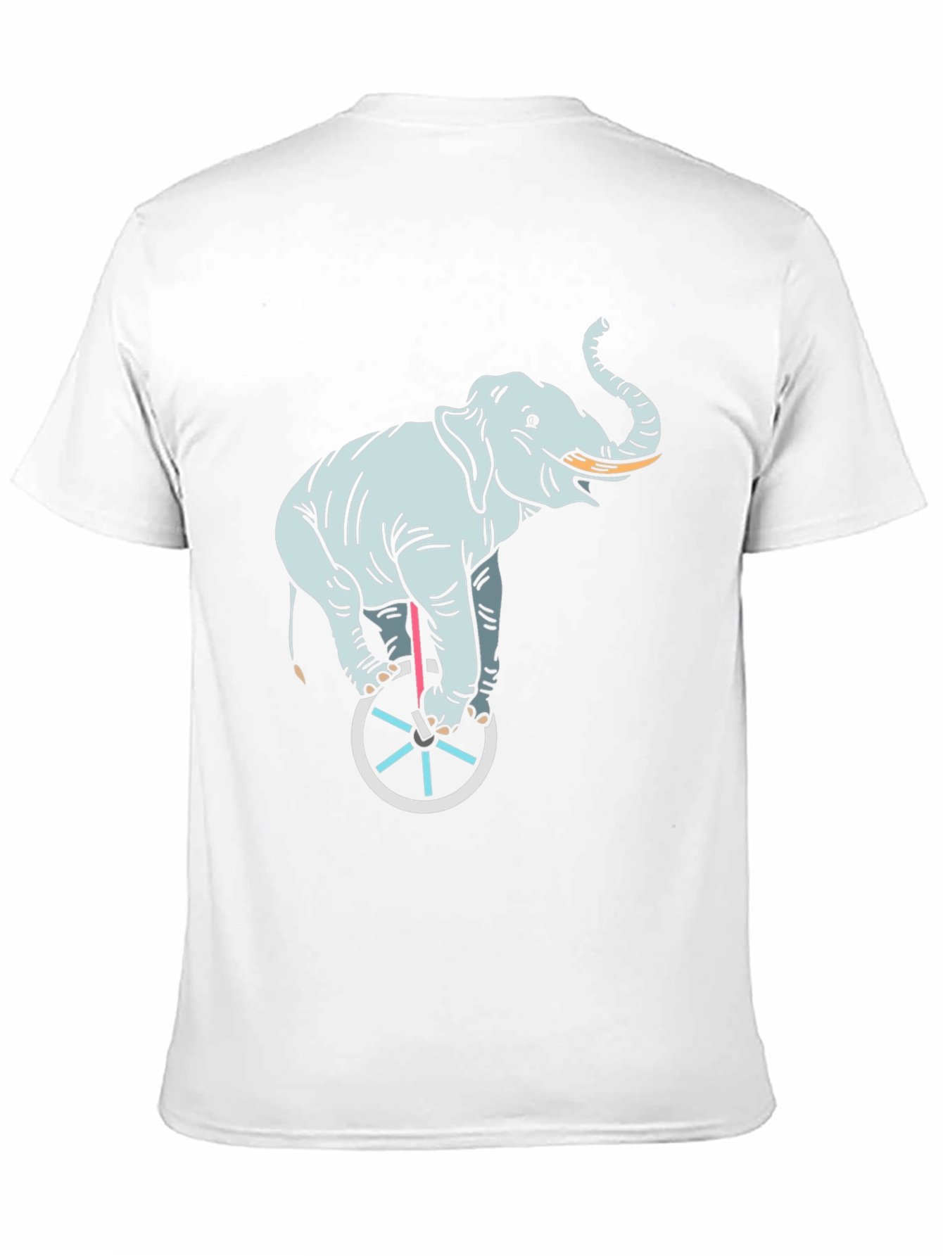 Elephant on Unicycle Graphic Tee - Black Cotton