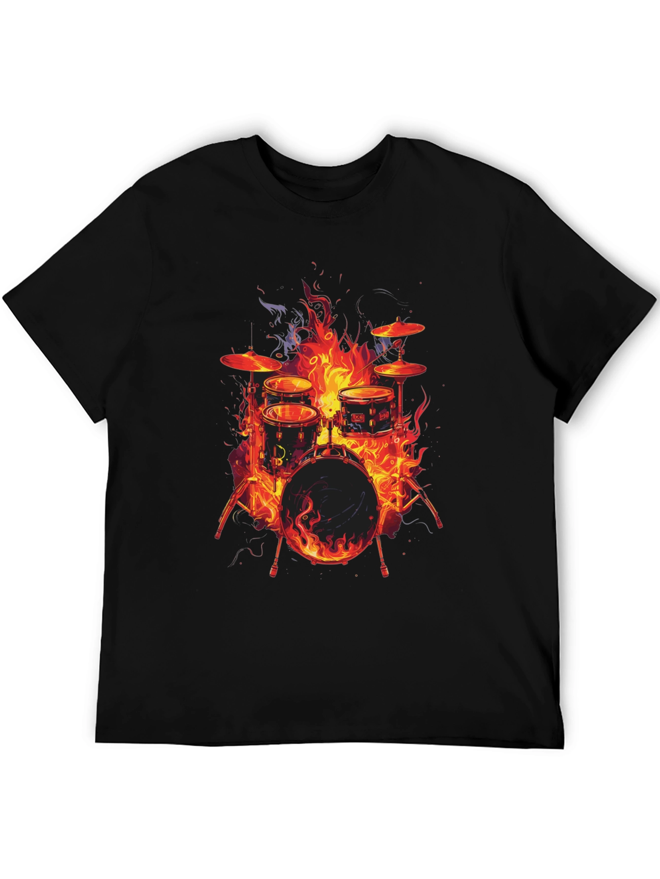 Fiery Drum Set Graphic T-Shirt