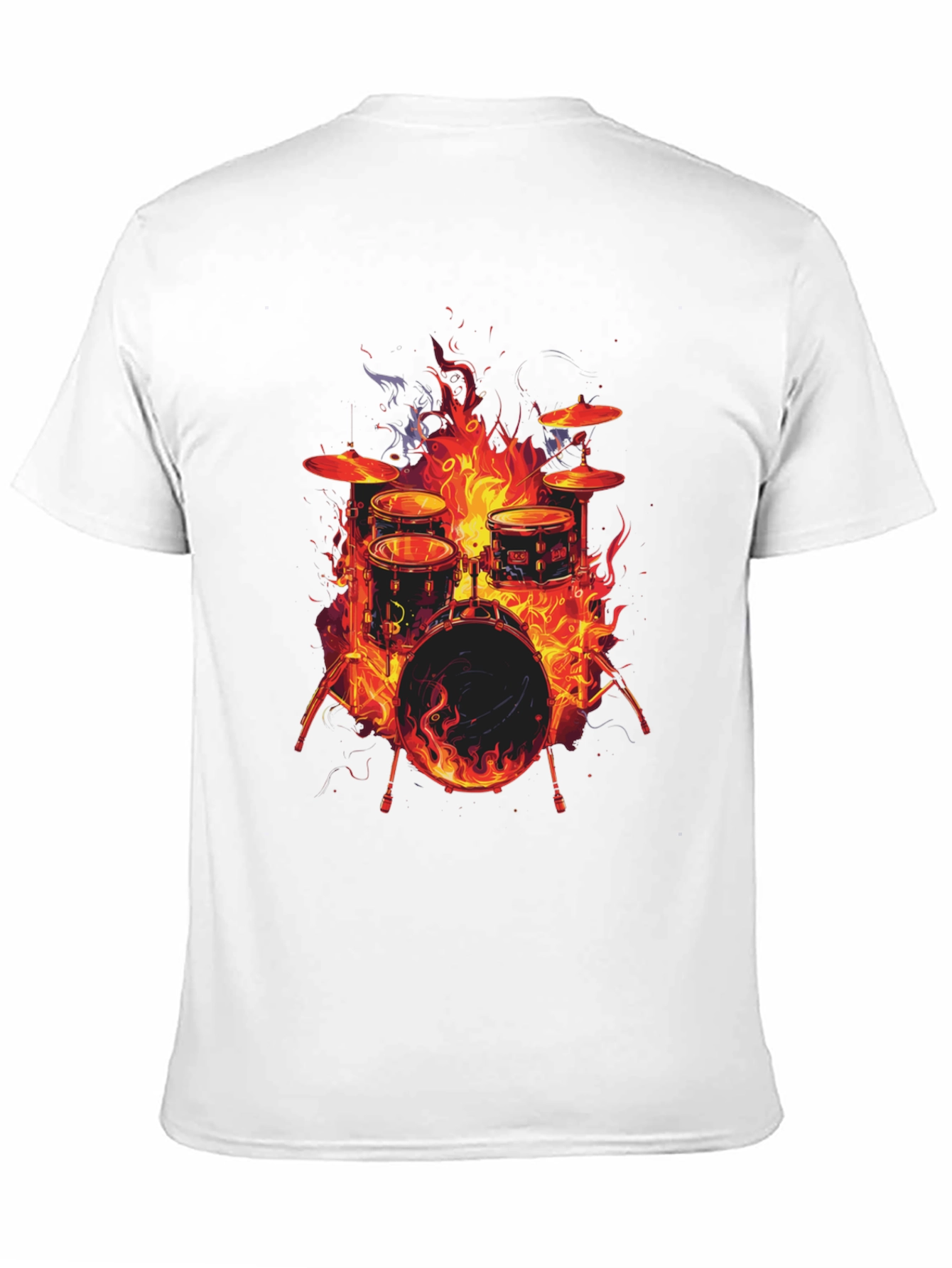 Fiery Drum Set Graphic T-Shirt