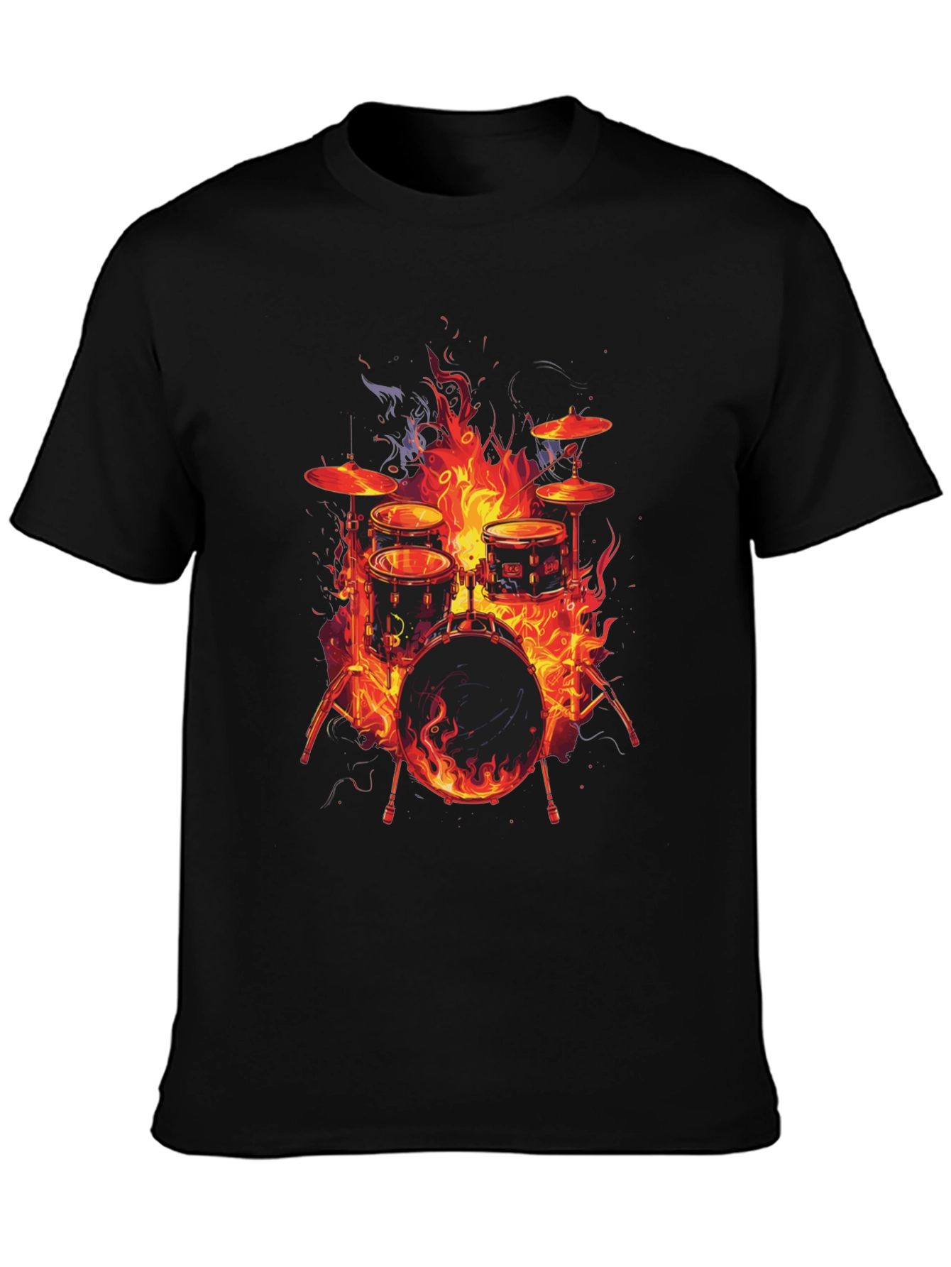 Fiery Drum Set Graphic T-Shirt