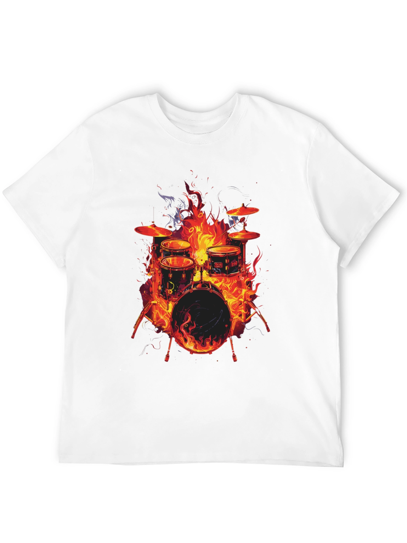Fiery Drum Set Graphic T-Shirt
