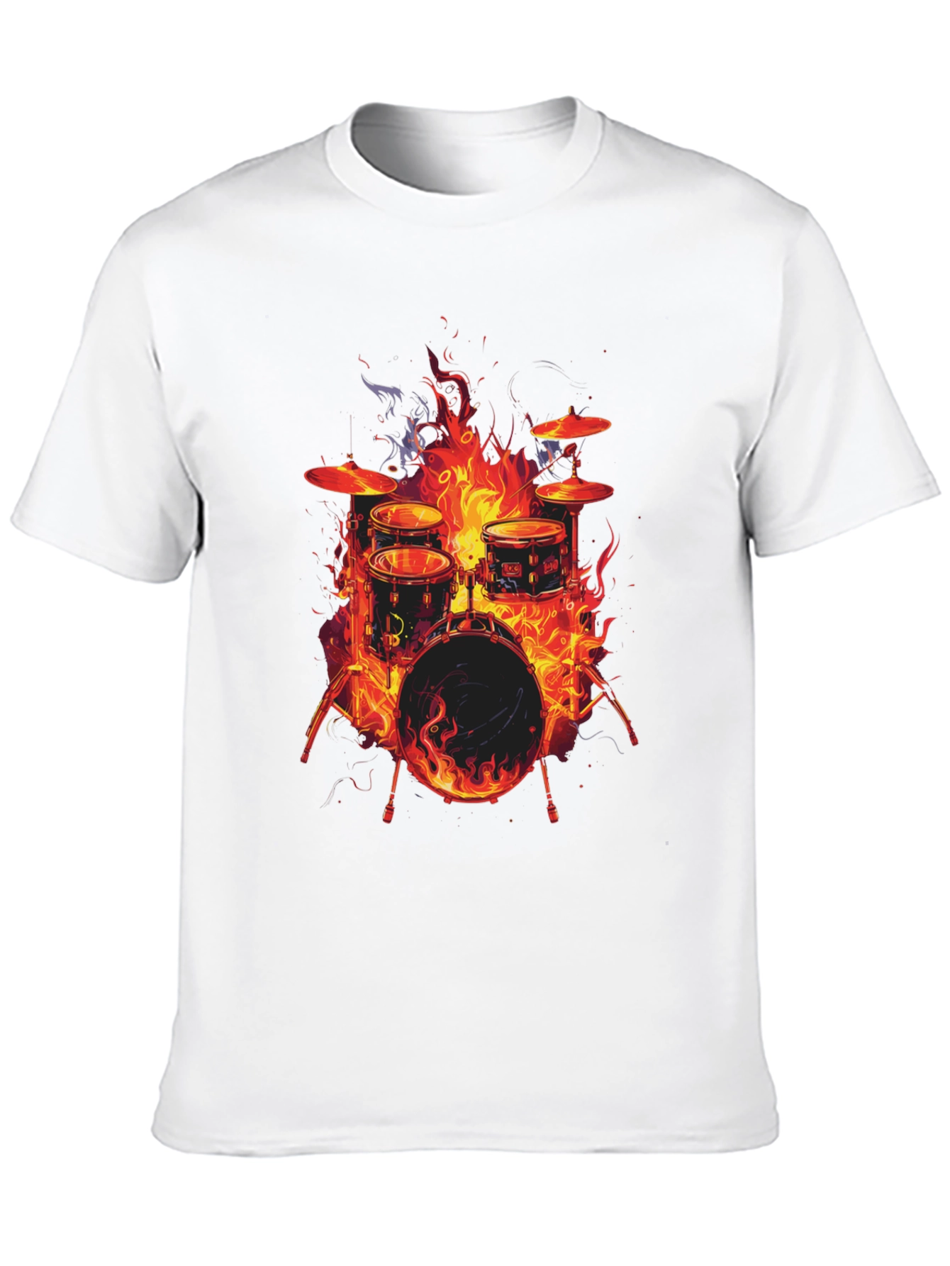 Fiery Drum Set Graphic T-Shirt