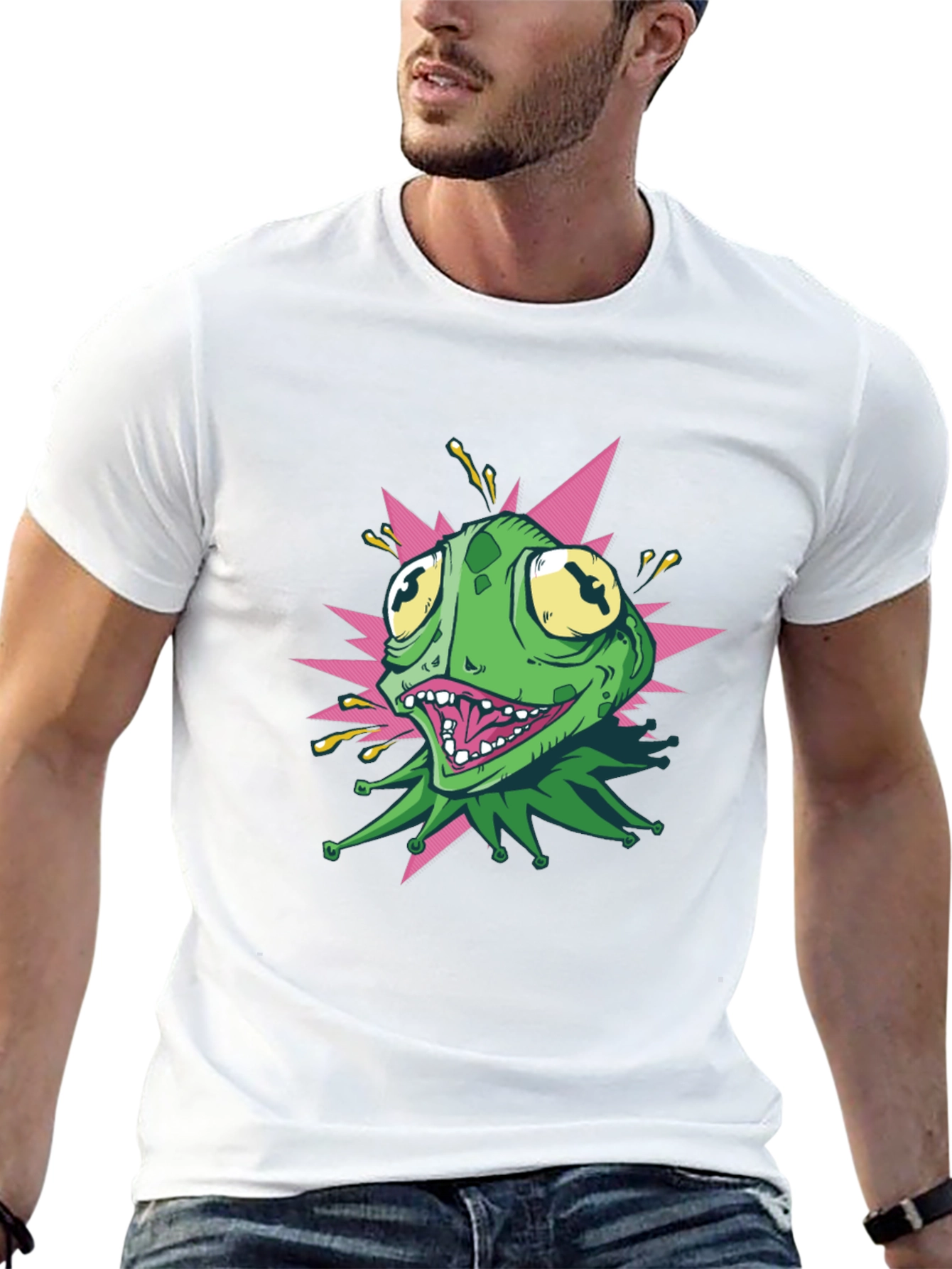 Cartoon Frog Graphic T-Shirt - Black