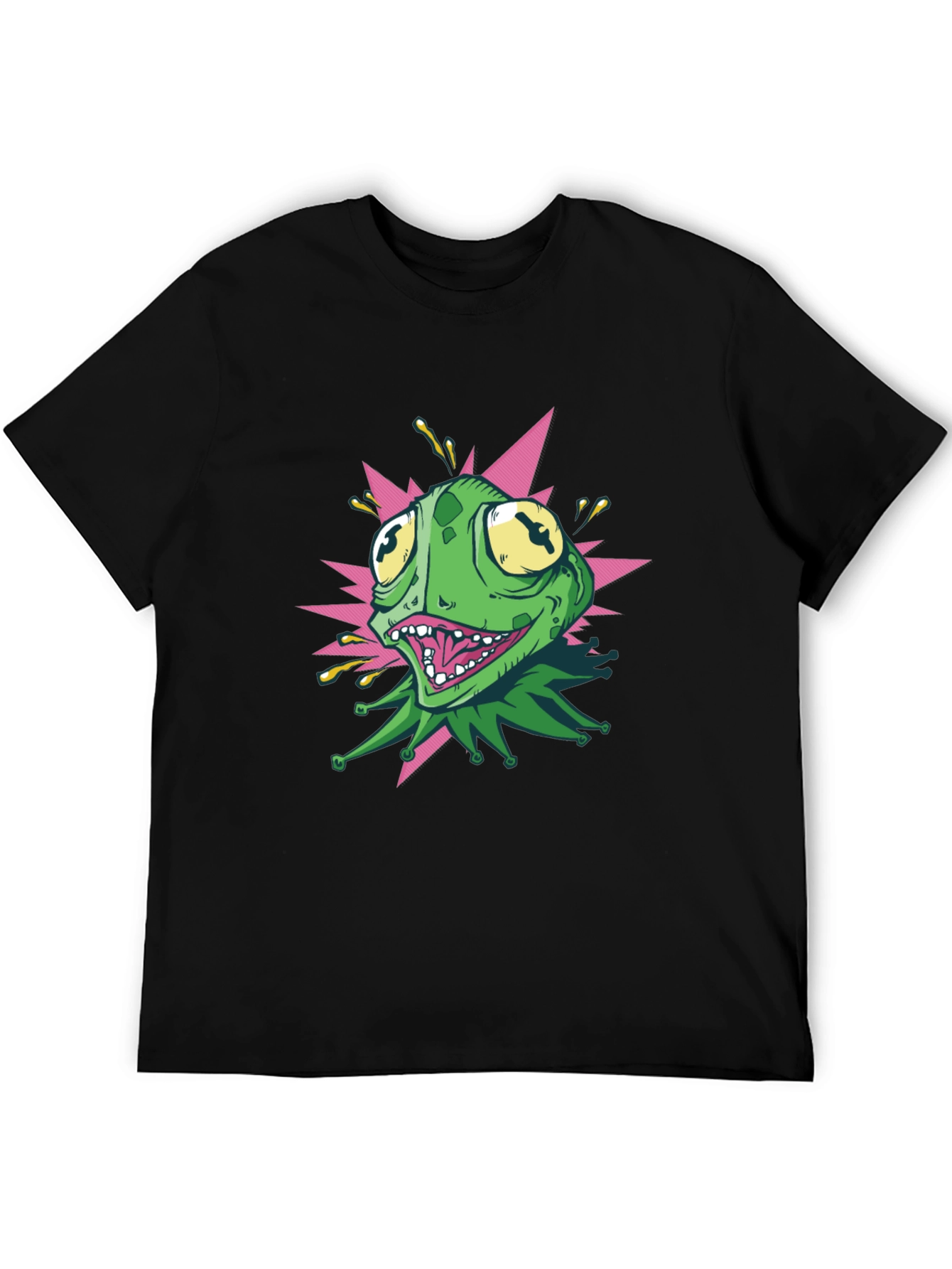 Cartoon Frog Graphic T-Shirt - Black