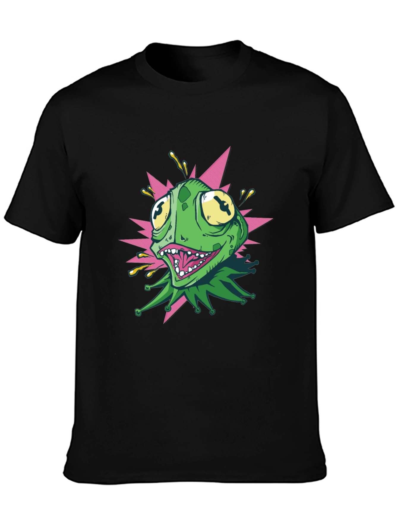 Cartoon Frog Graphic T-Shirt - Black