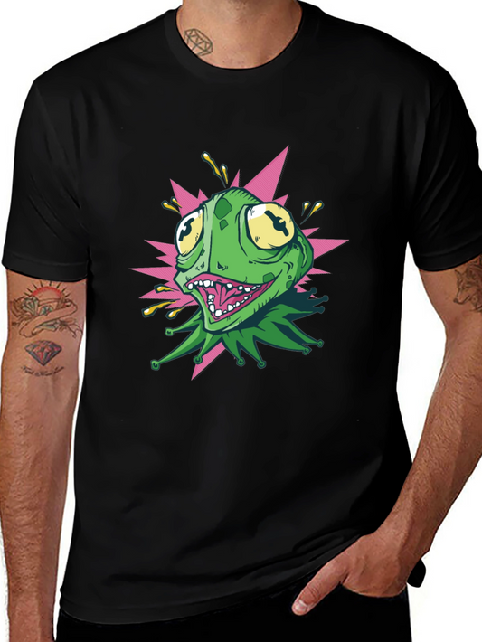 Cartoon Frog Graphic T-Shirt - Black