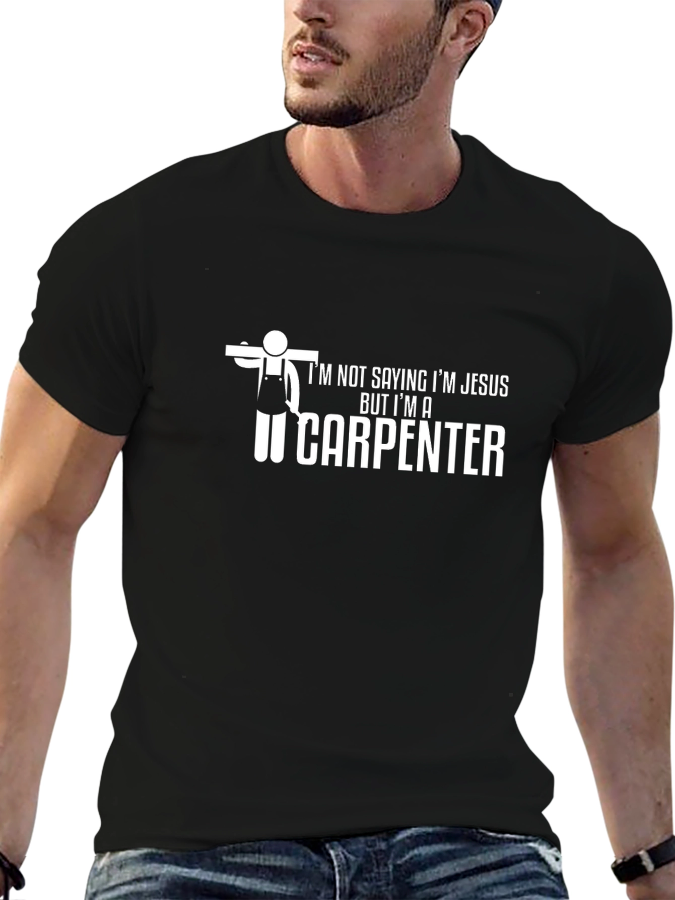 Carpenter Jesus Graphic T-Shirt - Black