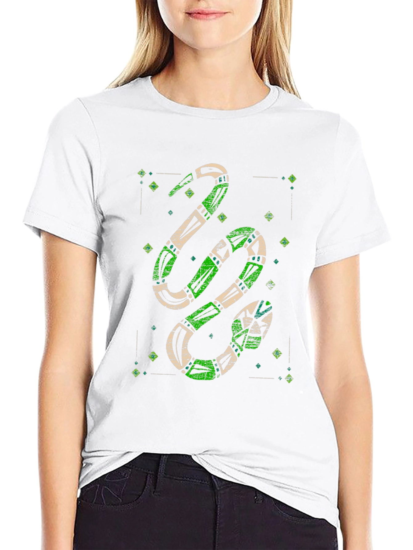 Green Snake Print Graphic Tee - Mens Black T-Shirt