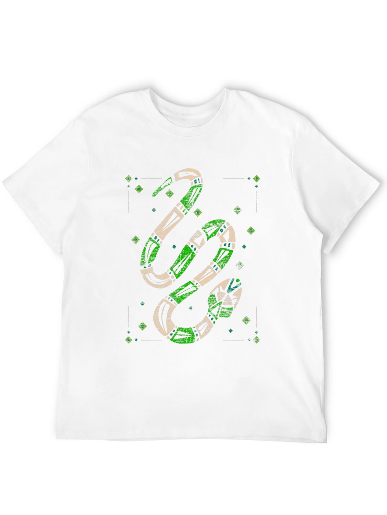 Green Snake Print Graphic Tee - Mens Black T-Shirt