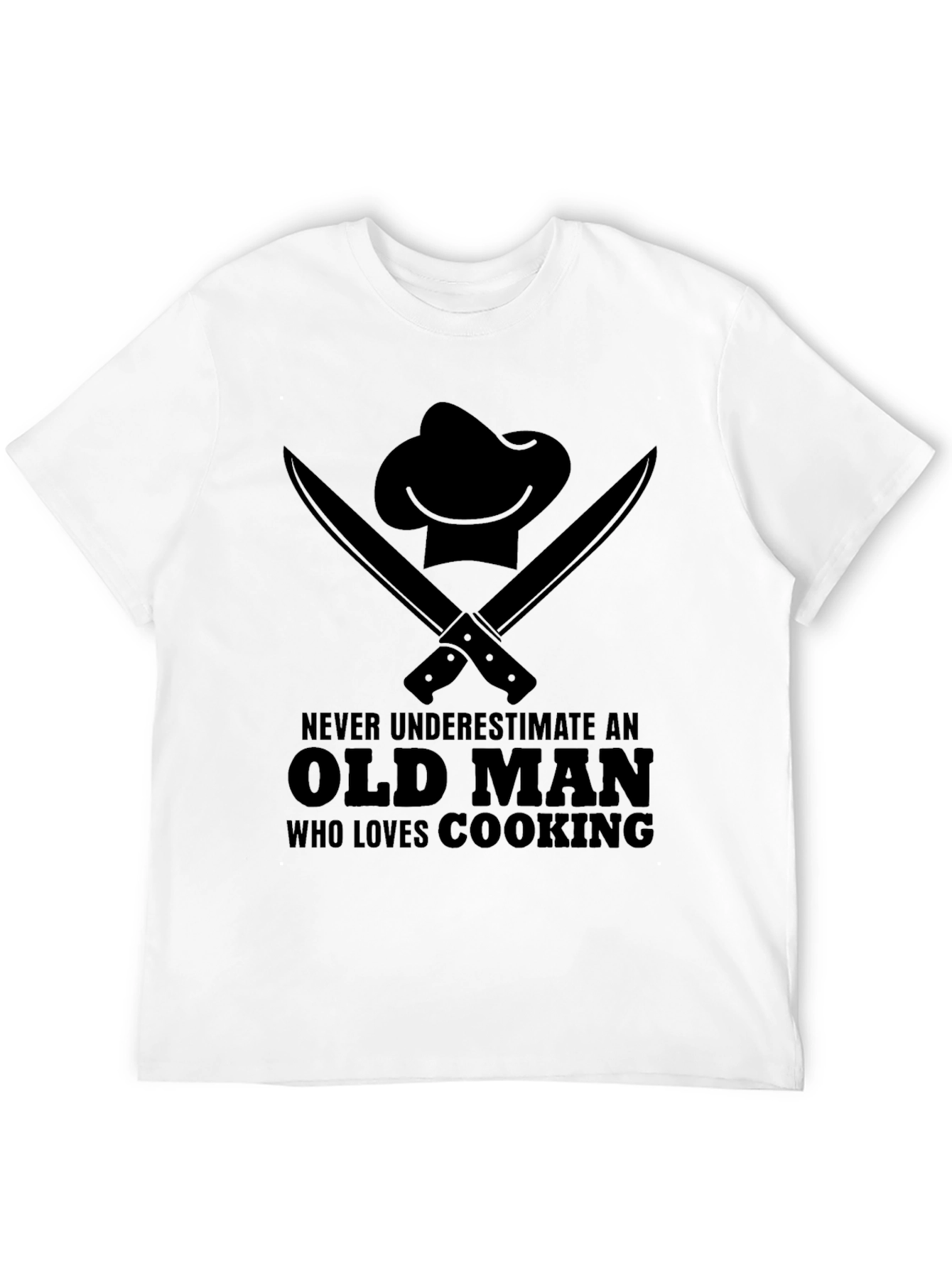 Old Man Cooking T-Shirt - Chef Hat Knife Graphic