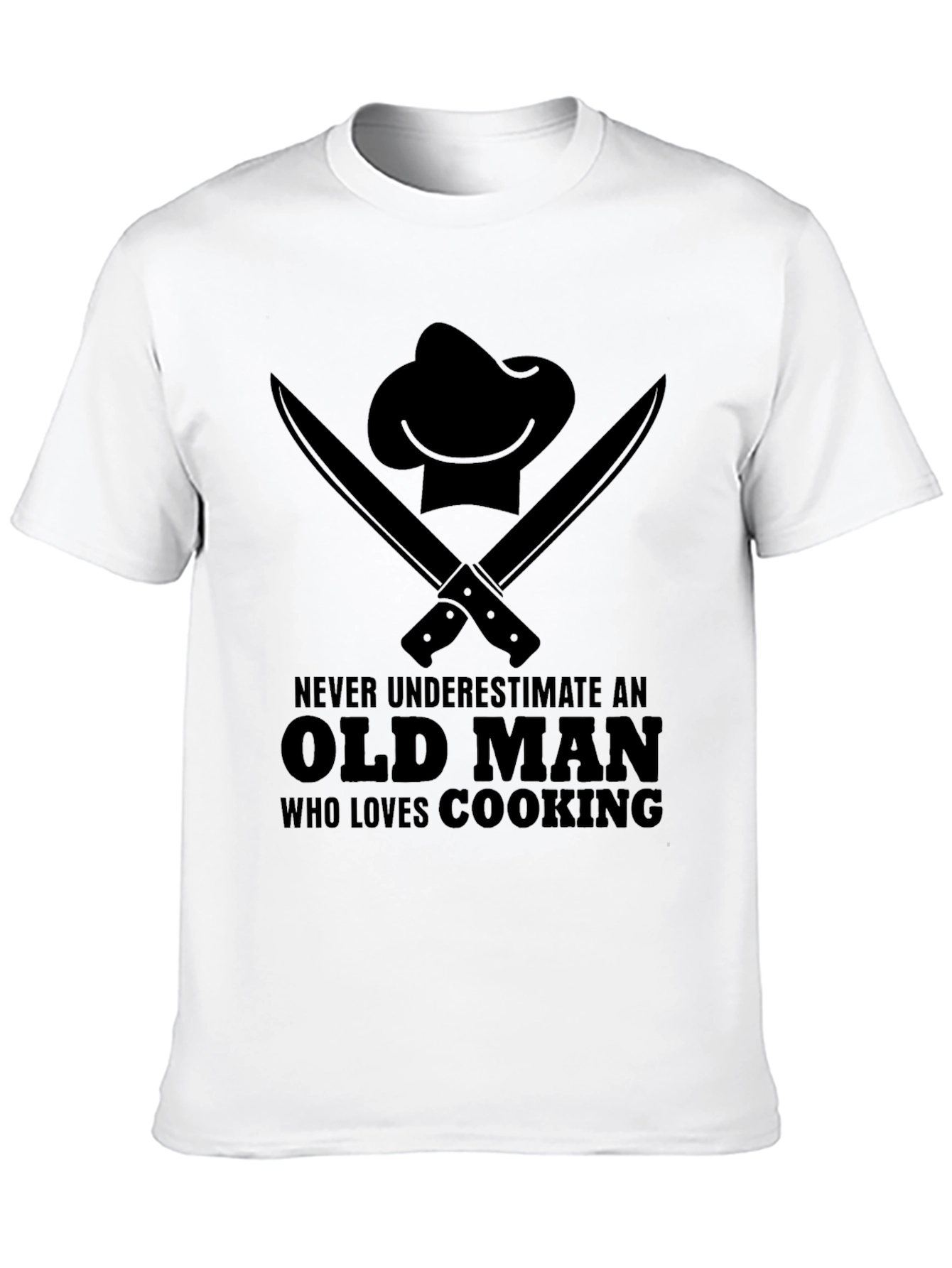Old Man Cooking T-Shirt - Chef Hat Knife Graphic