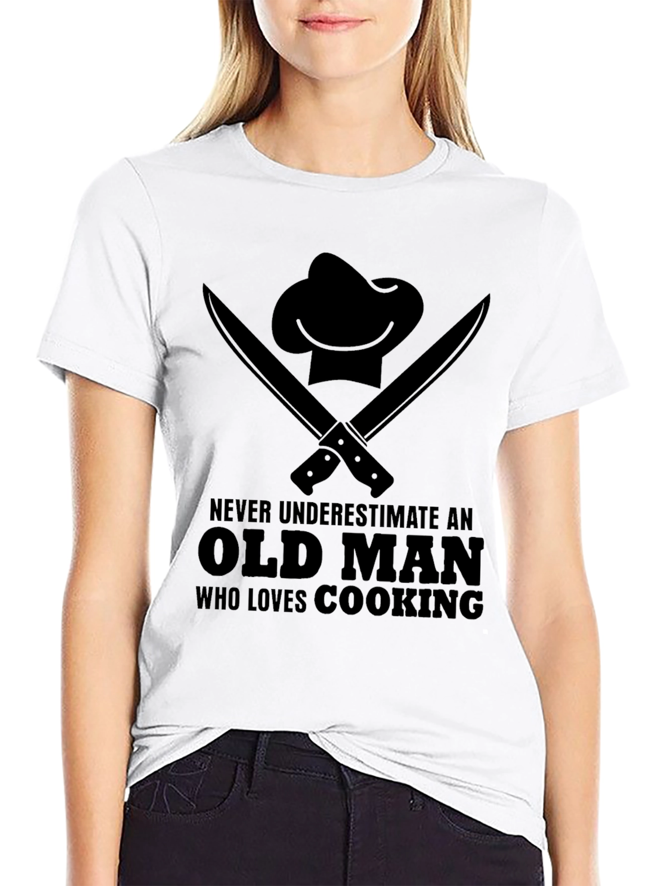 Old Man Cooking T-Shirt - Chef Hat Knife Graphic