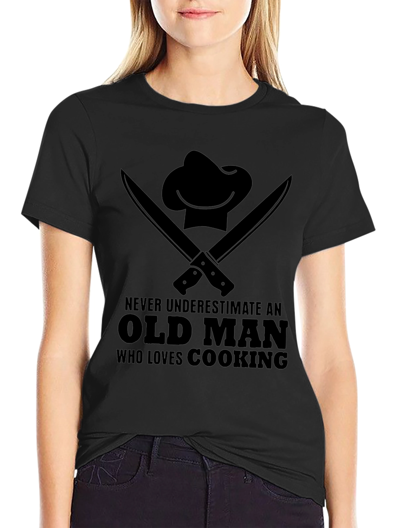 Old Man Cooking T-Shirt - Chef Hat Knife Graphic