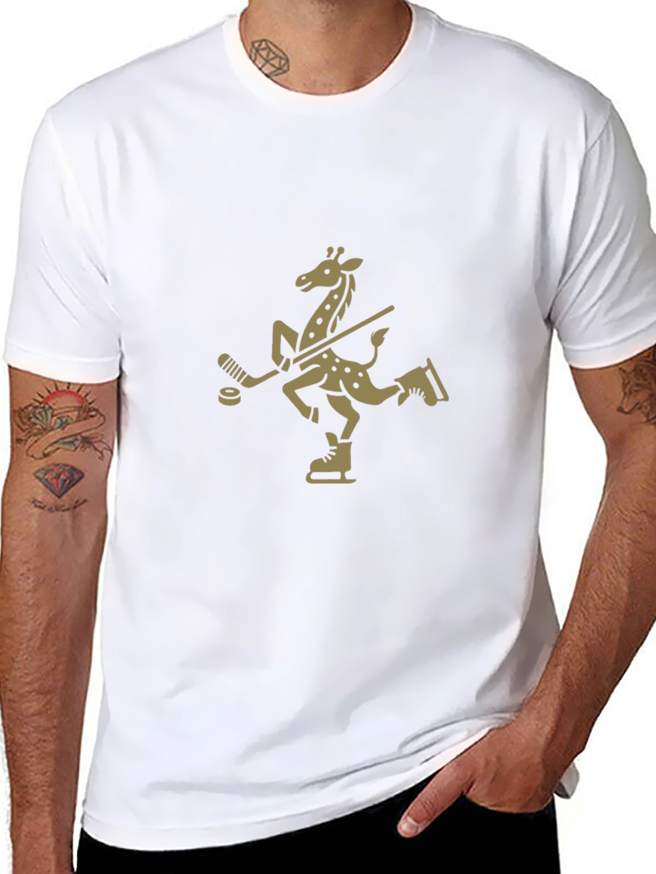 Giraffe Hockey Player T-Shirt - Unique Design!