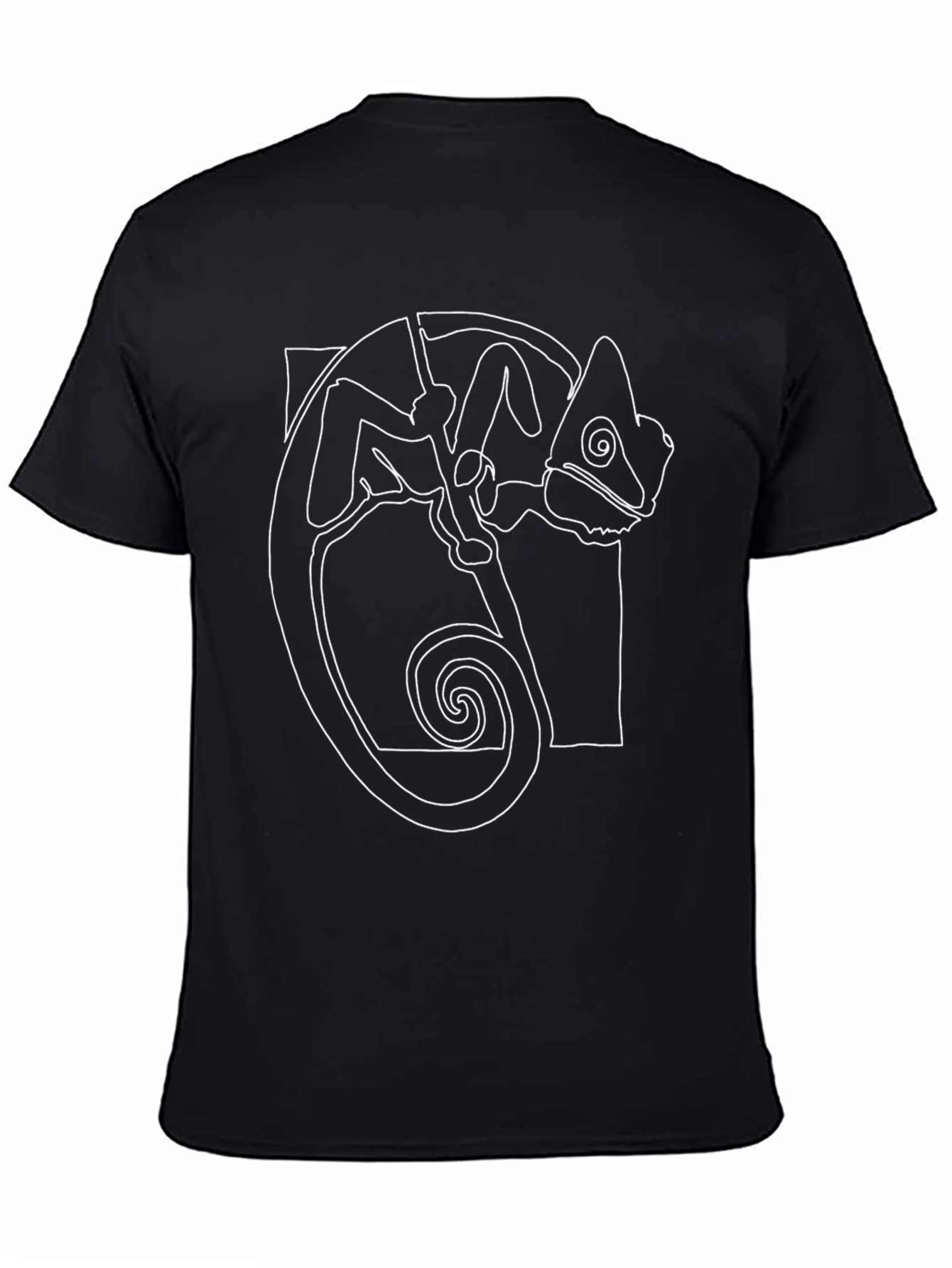 Minimalist Chameleon Graphic Tee - Black