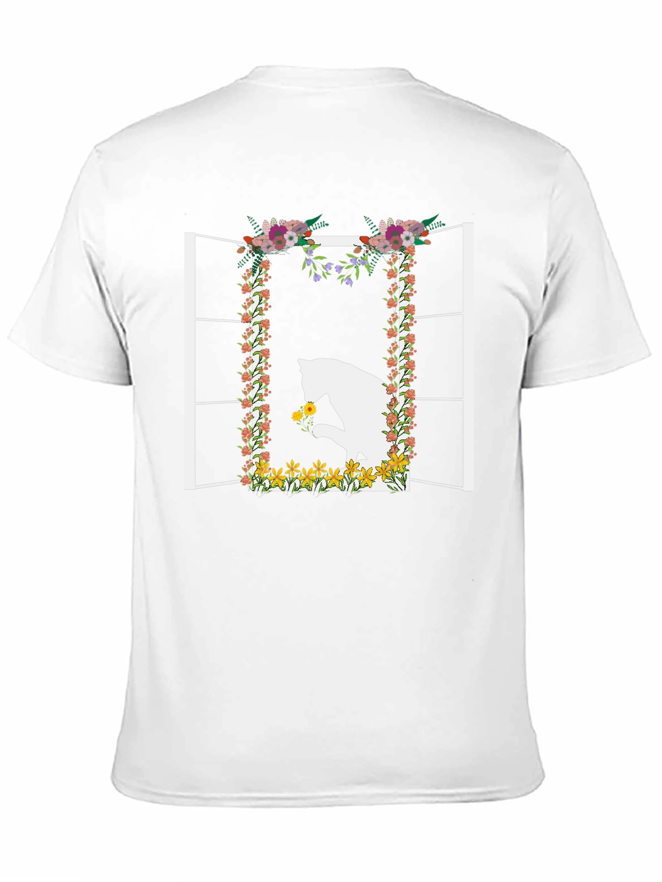 Floral Window Cat T-Shirt