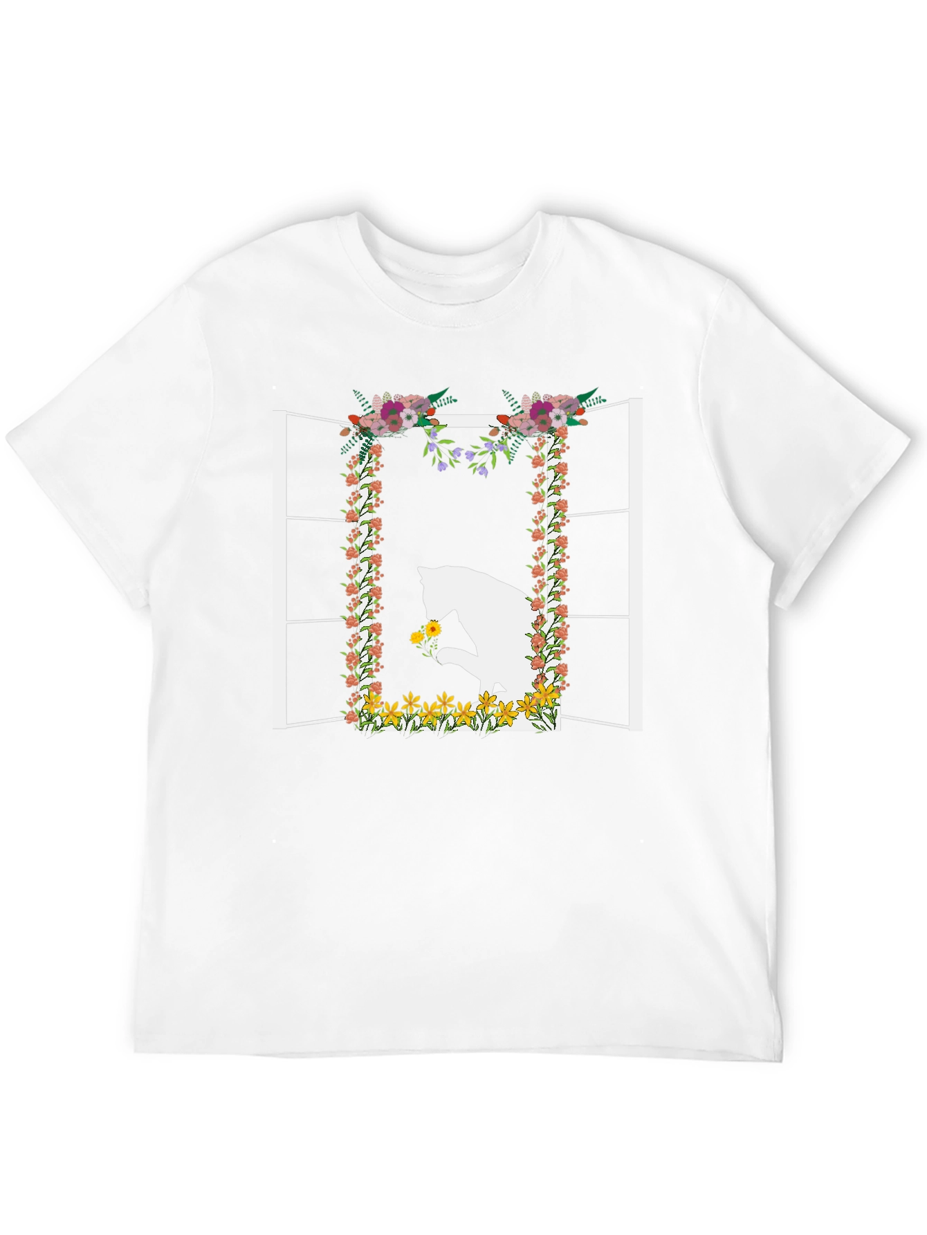Floral Window Cat T-Shirt