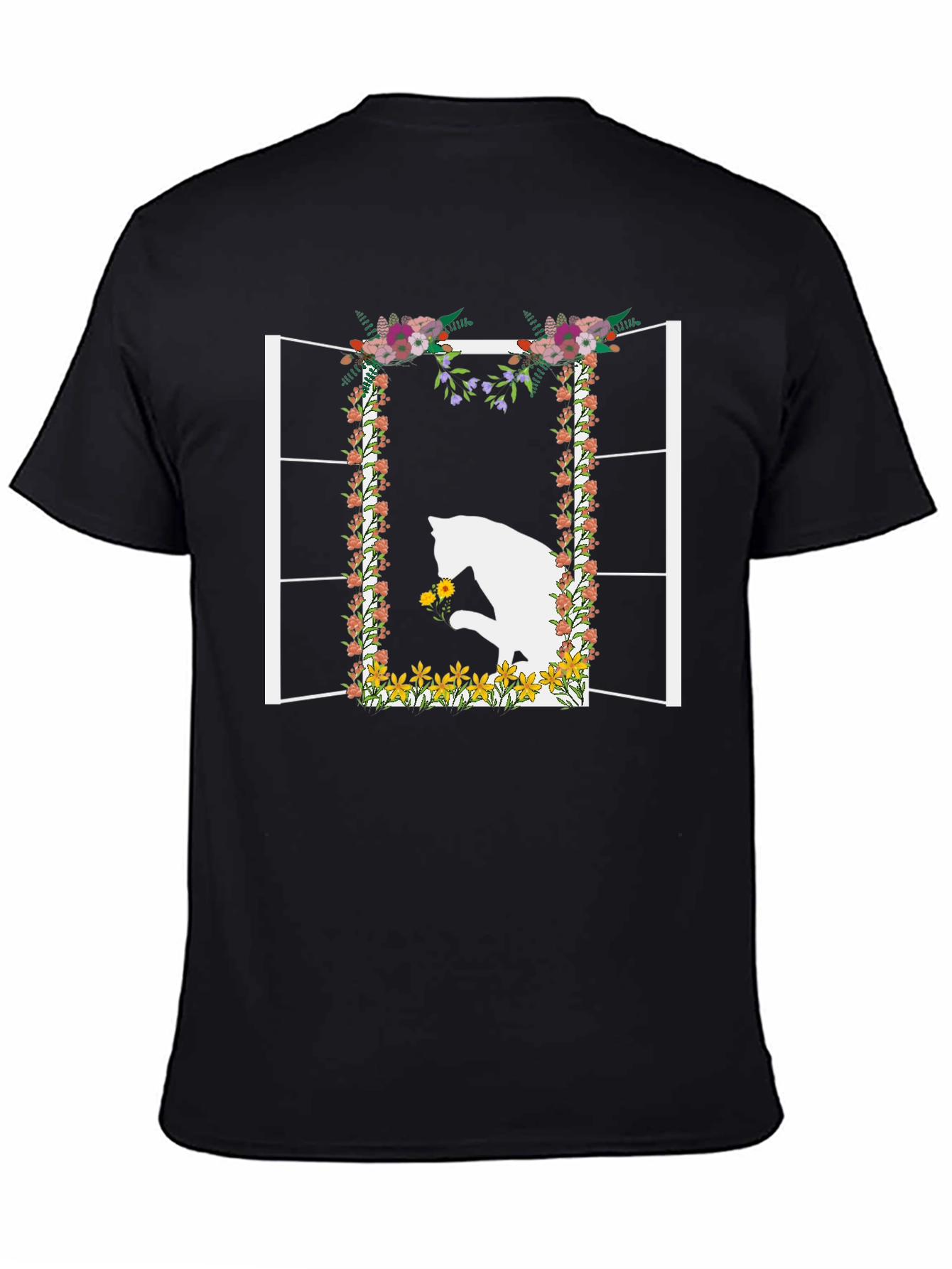 Floral Window Cat T-Shirt
