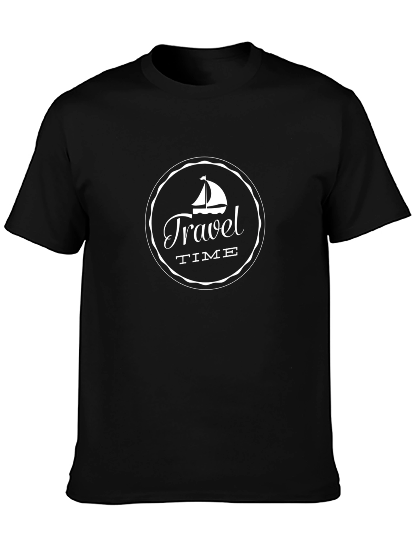 Travel Time Graphic Tee - Black Cotton T-Shirt