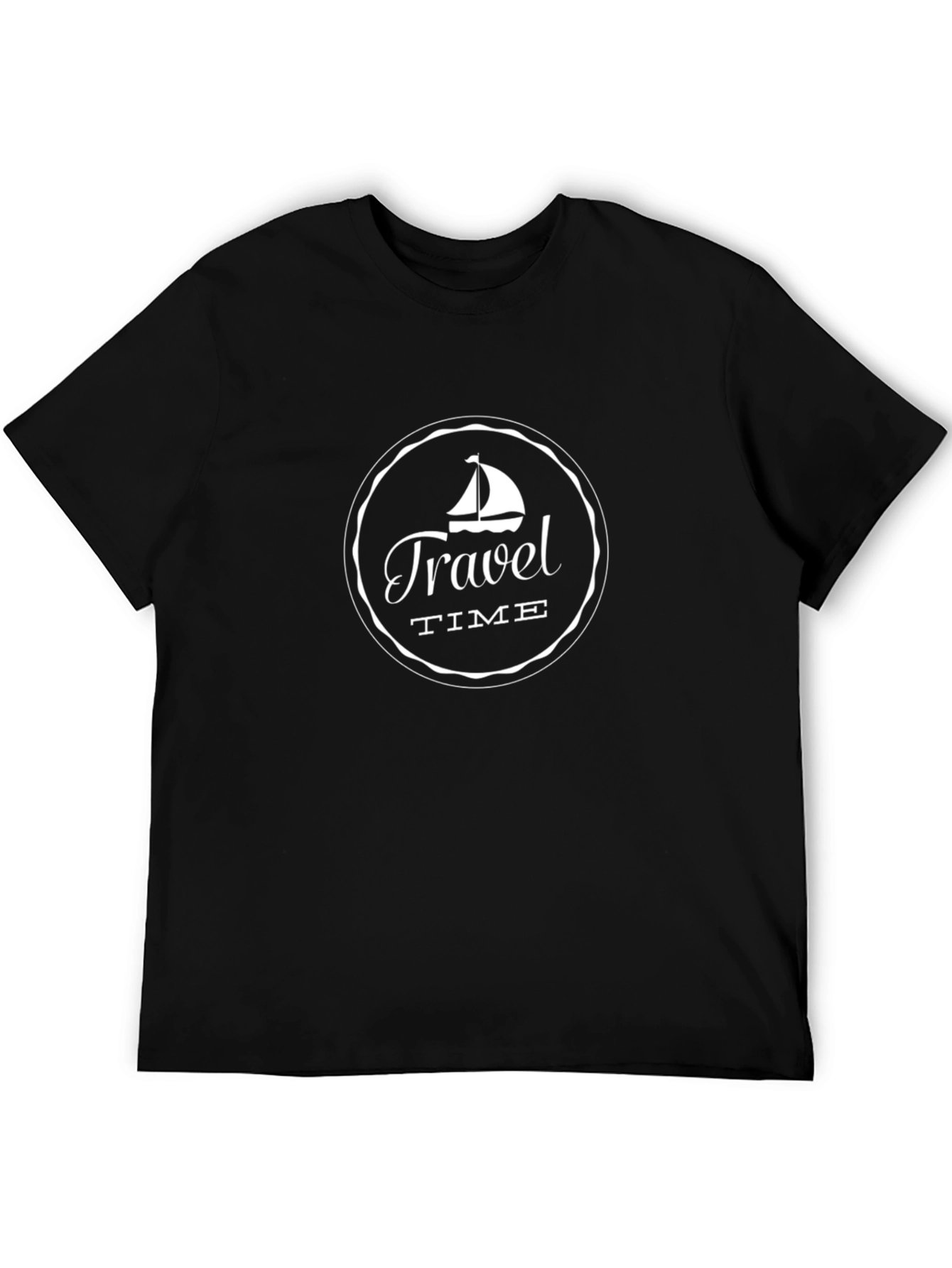 Travel Time Graphic Tee - Black Cotton T-Shirt