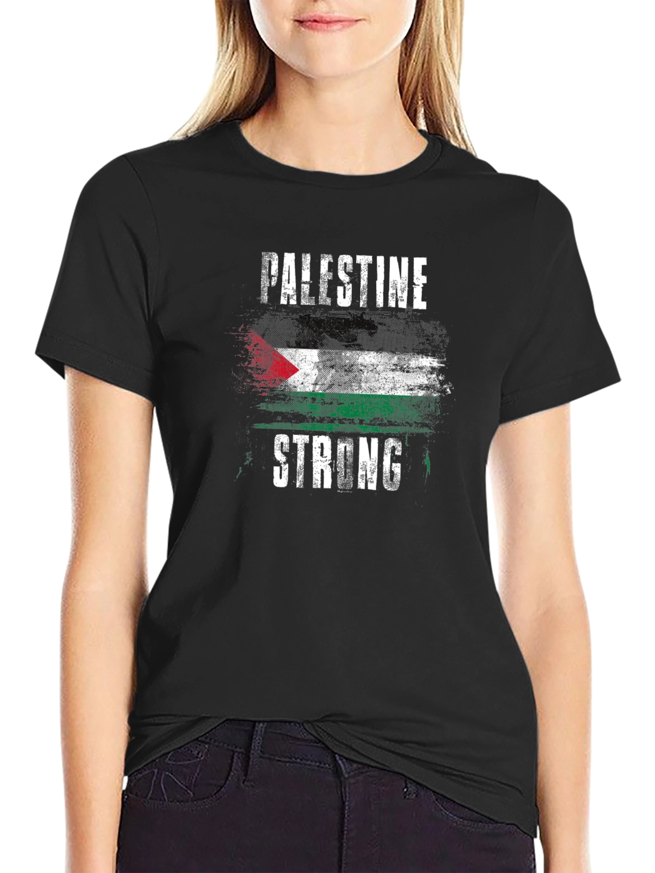 Palestine Strong Graphic T-Shirt - Black