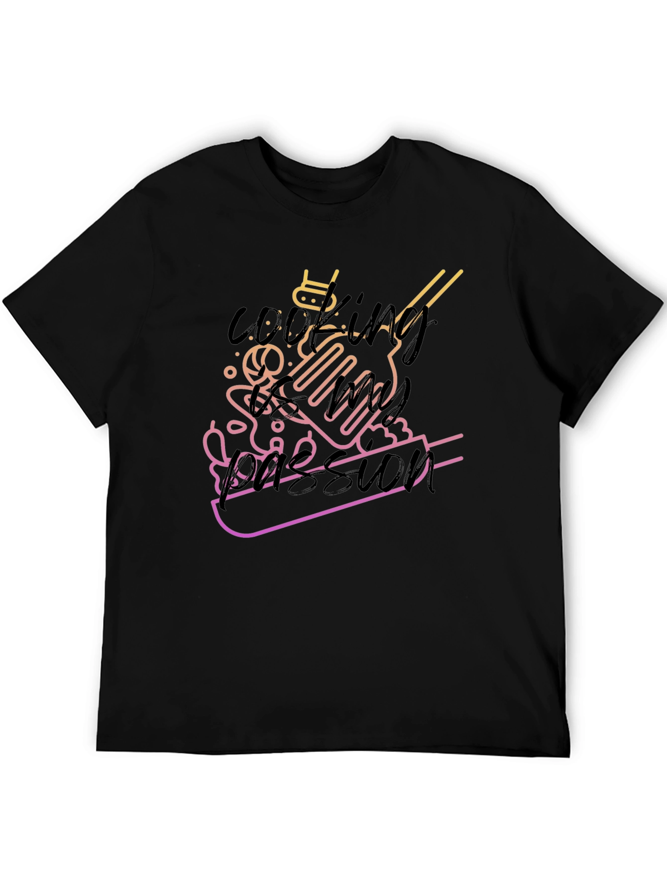 Cooking Passion Graphic Tee - Black Unisex T-Shirt